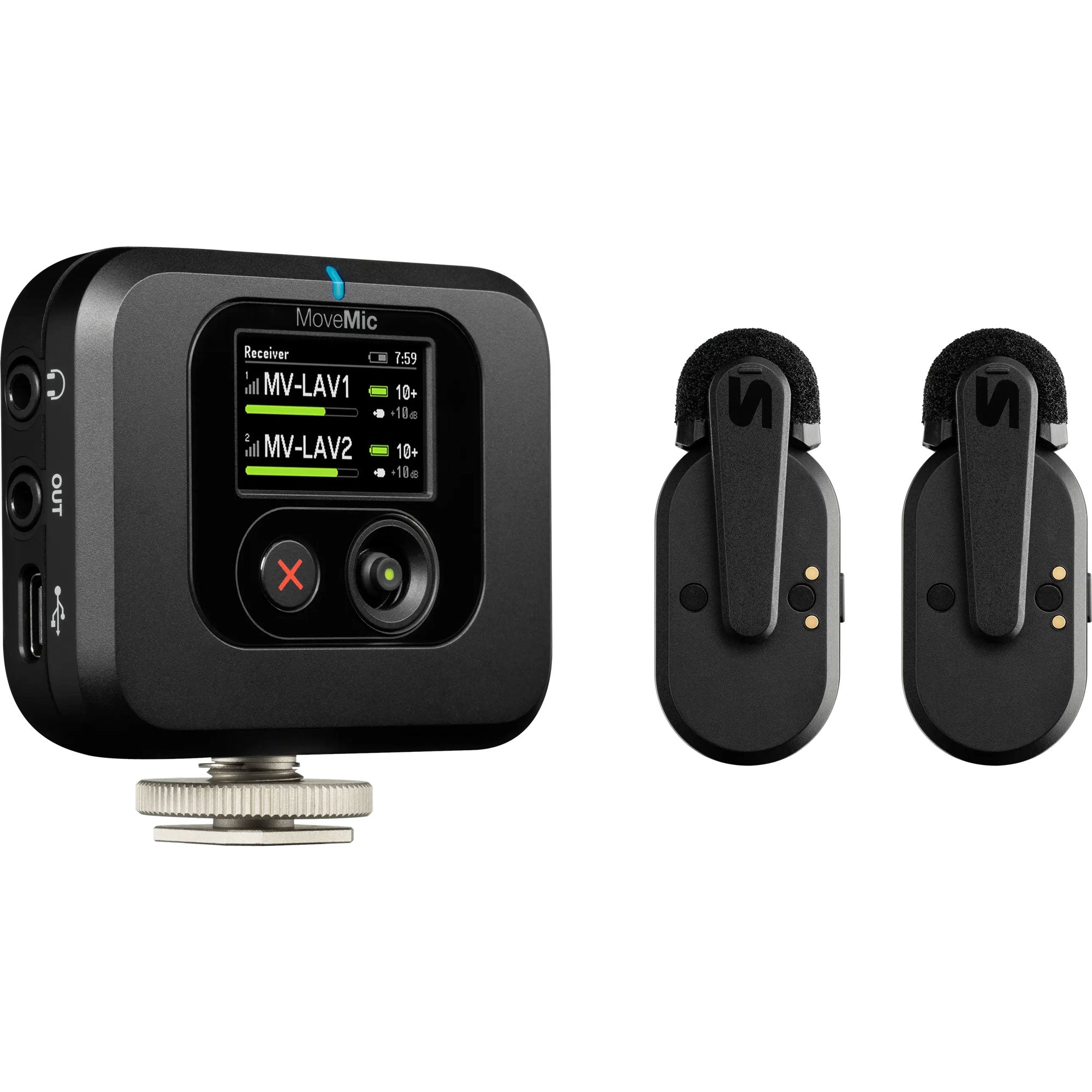 Shure MoveMic Two Receiver Kit 2-Person Clip-On Wireless Mic System for Cameras & Mobile Devices