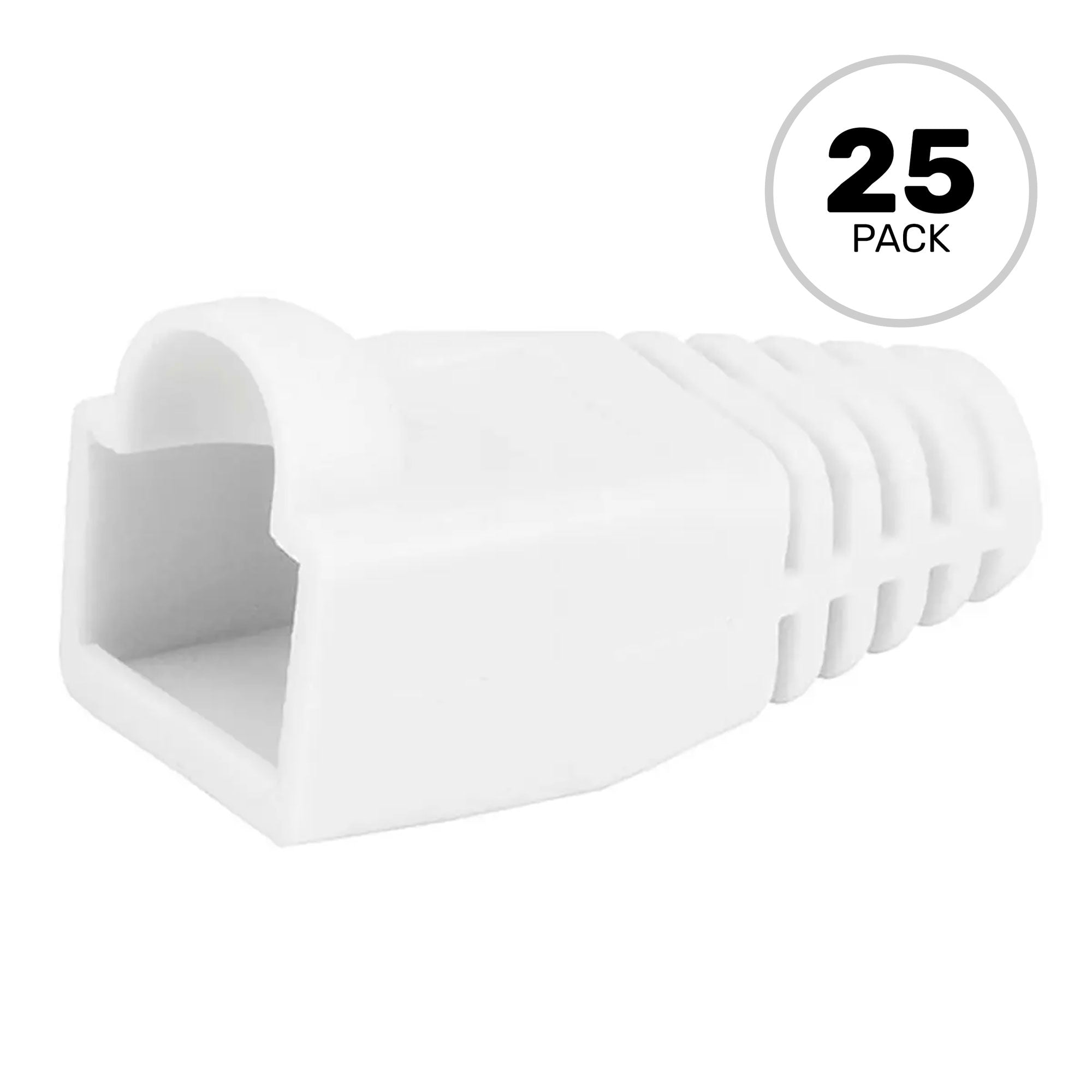 Performance Audio RJ45 CAT5, CAT5e Ethernet Network Strain Relief Boot (6.5mm, White, 25 Pack)