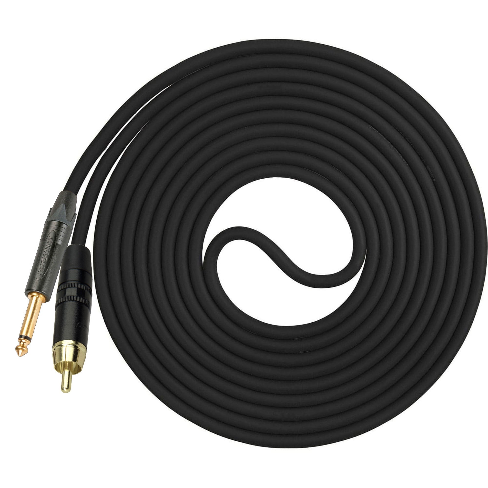 Custom Cables RCA to 1/4" TS Mono Audio Cable Made from Mogami W3082 & Neutrik Connectors