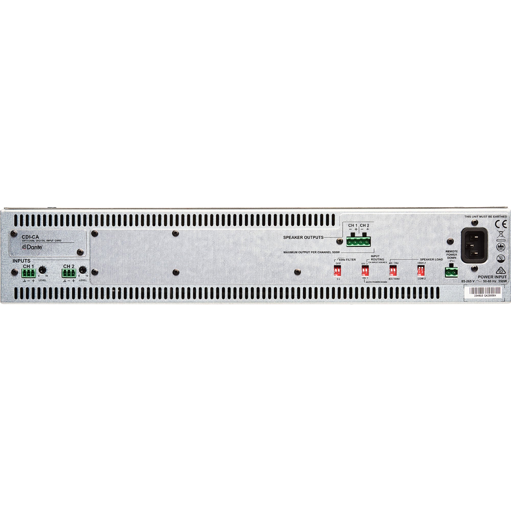 Cloud CA2500 2 Channel Amplifier 500w Per Output Channel