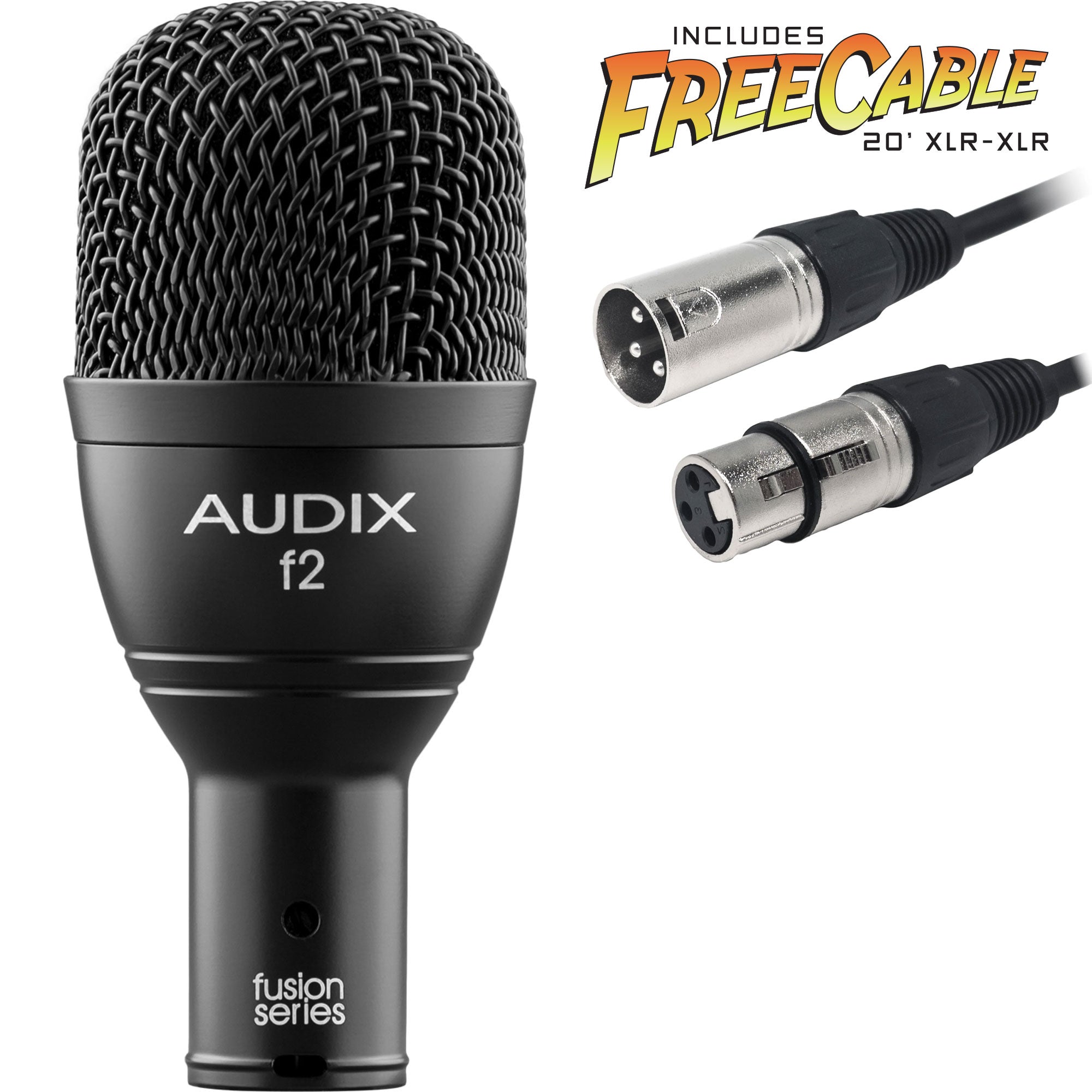 Audix f2 Dynamic Hypercardioid Instrument Microphone with FREE 20' XLR Cable