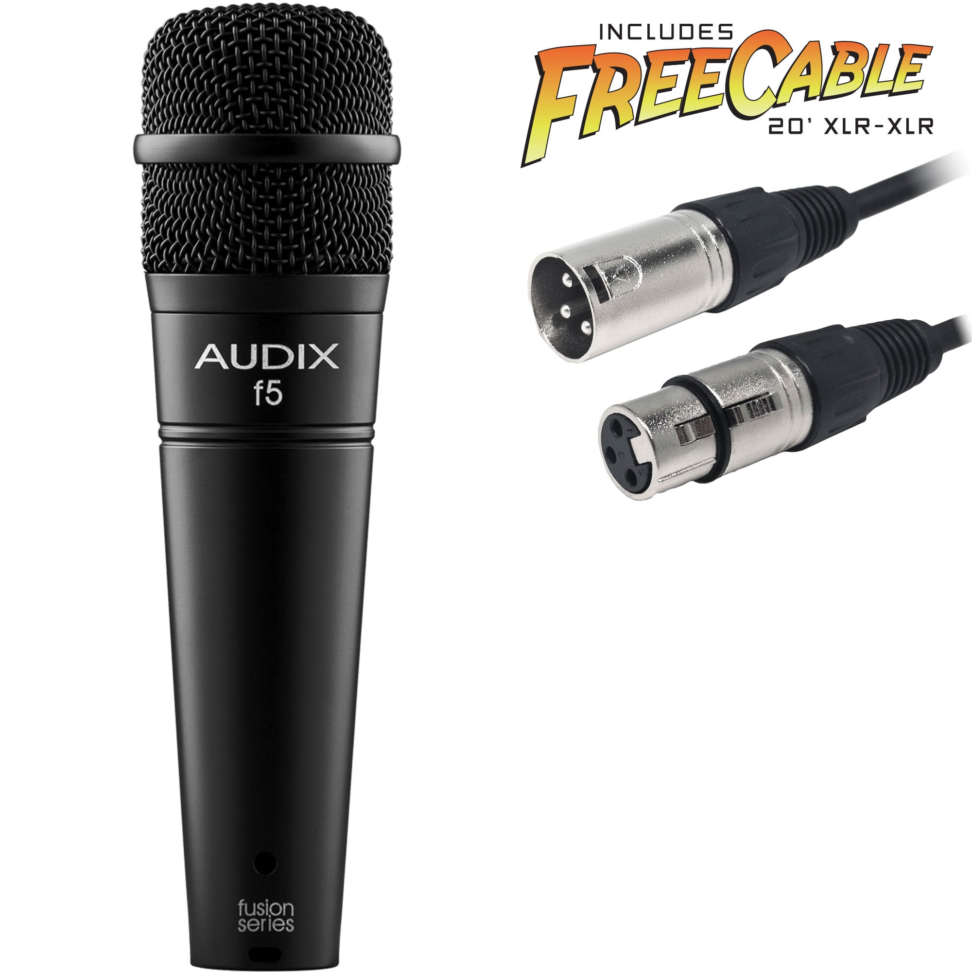 Audix f5 Dynamic Hypercardioid Instrument Microphone with FREE 20' XLR Cable