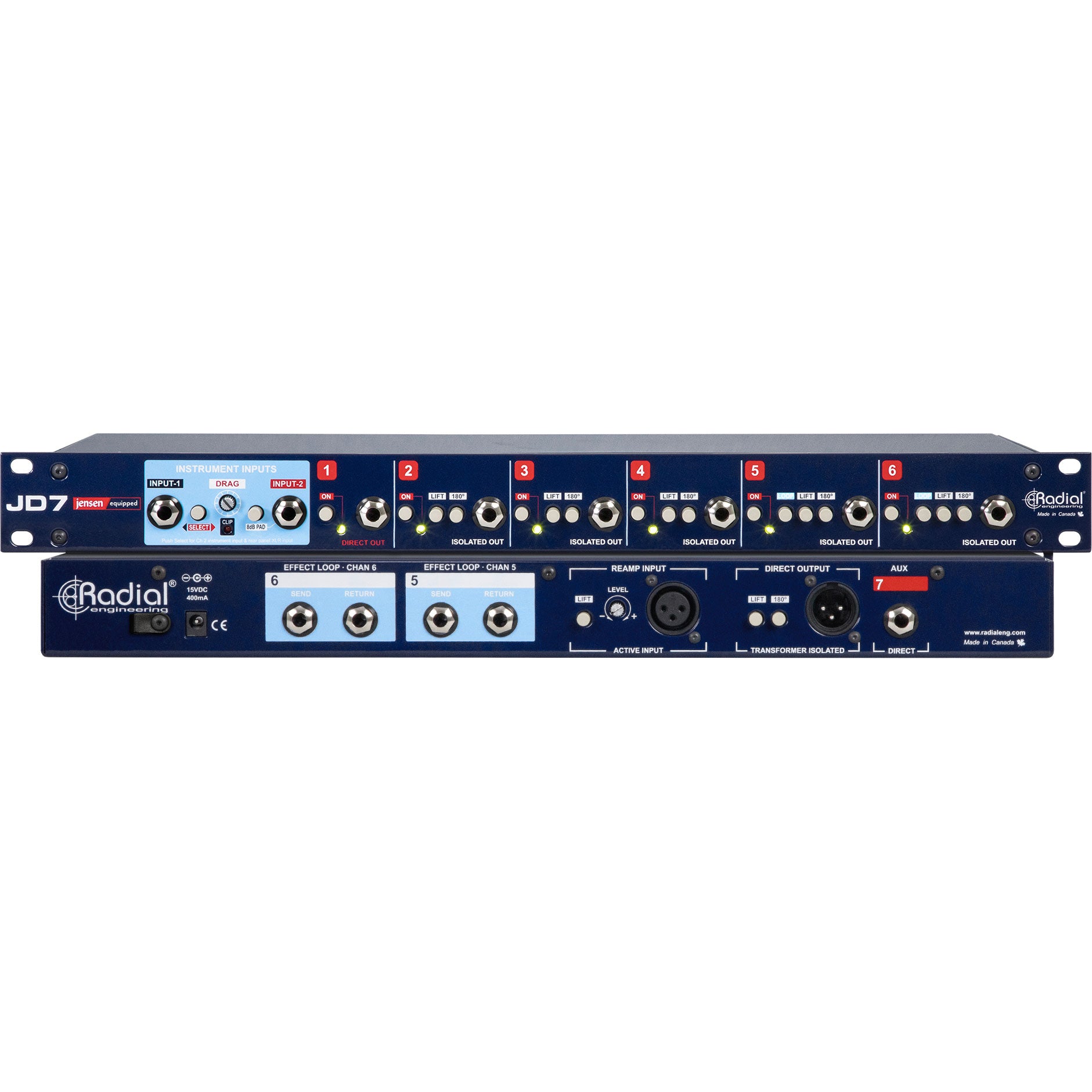 Radial Engineering JD7 1x7 Guitar Signal Distribution Amplifier