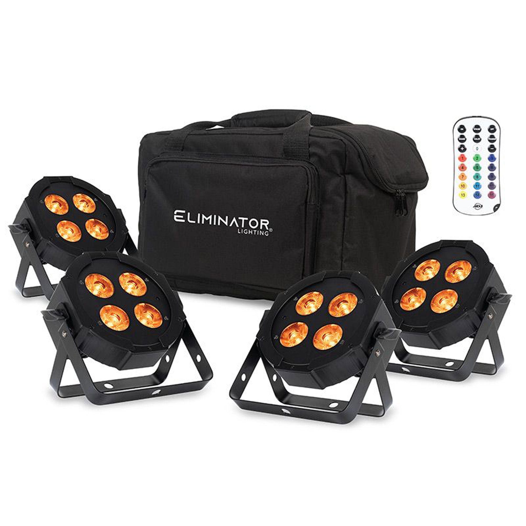 Eliminator Lighting Mega Flat Hex L PAK4 RGBLA+UV LED Wash Light Kit (4 Pack)