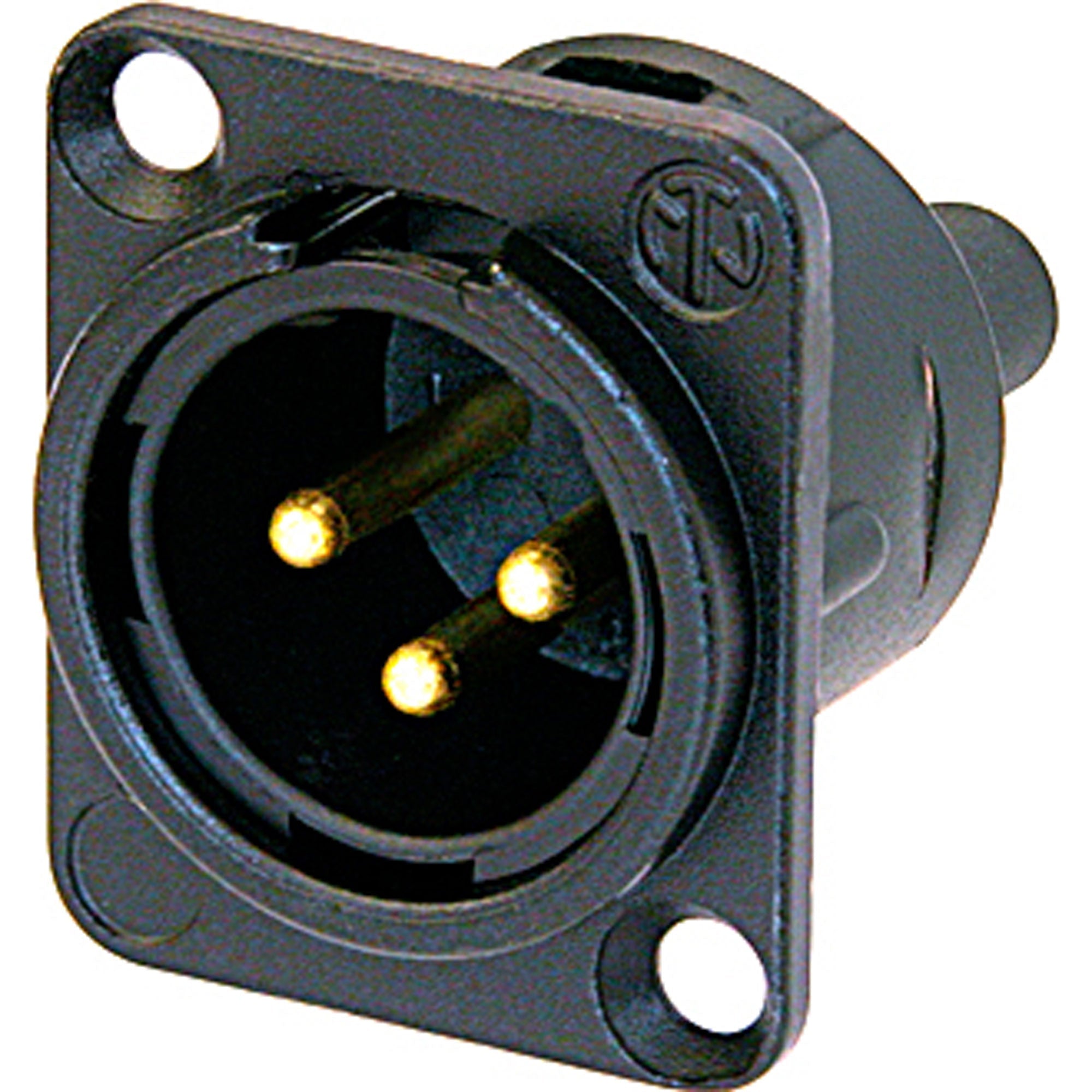 Neutrik NC3MD-S-1-B Male 3-Pin XLR Chassis Connector with Screw Terminals (Black/Gold, Box of 100)