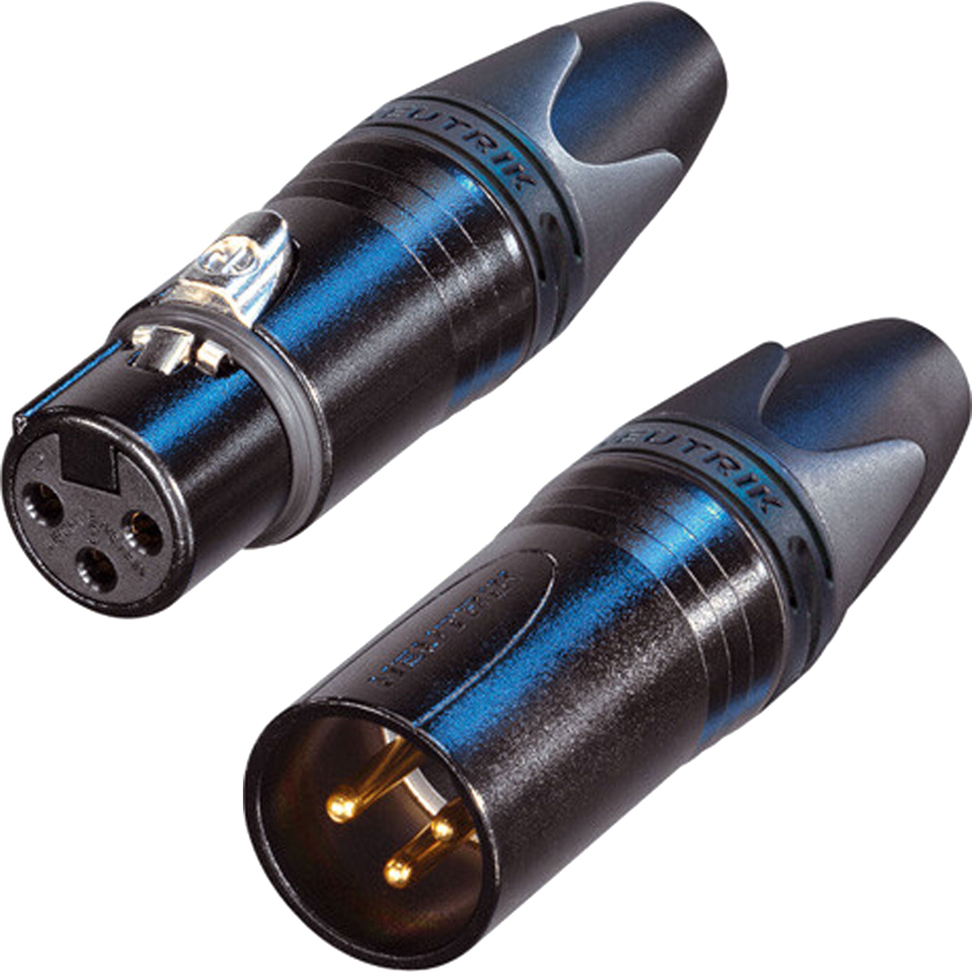 Neutrik XLR Connectors 3-Pin Male and Female Set XX Series (Black/Gold)