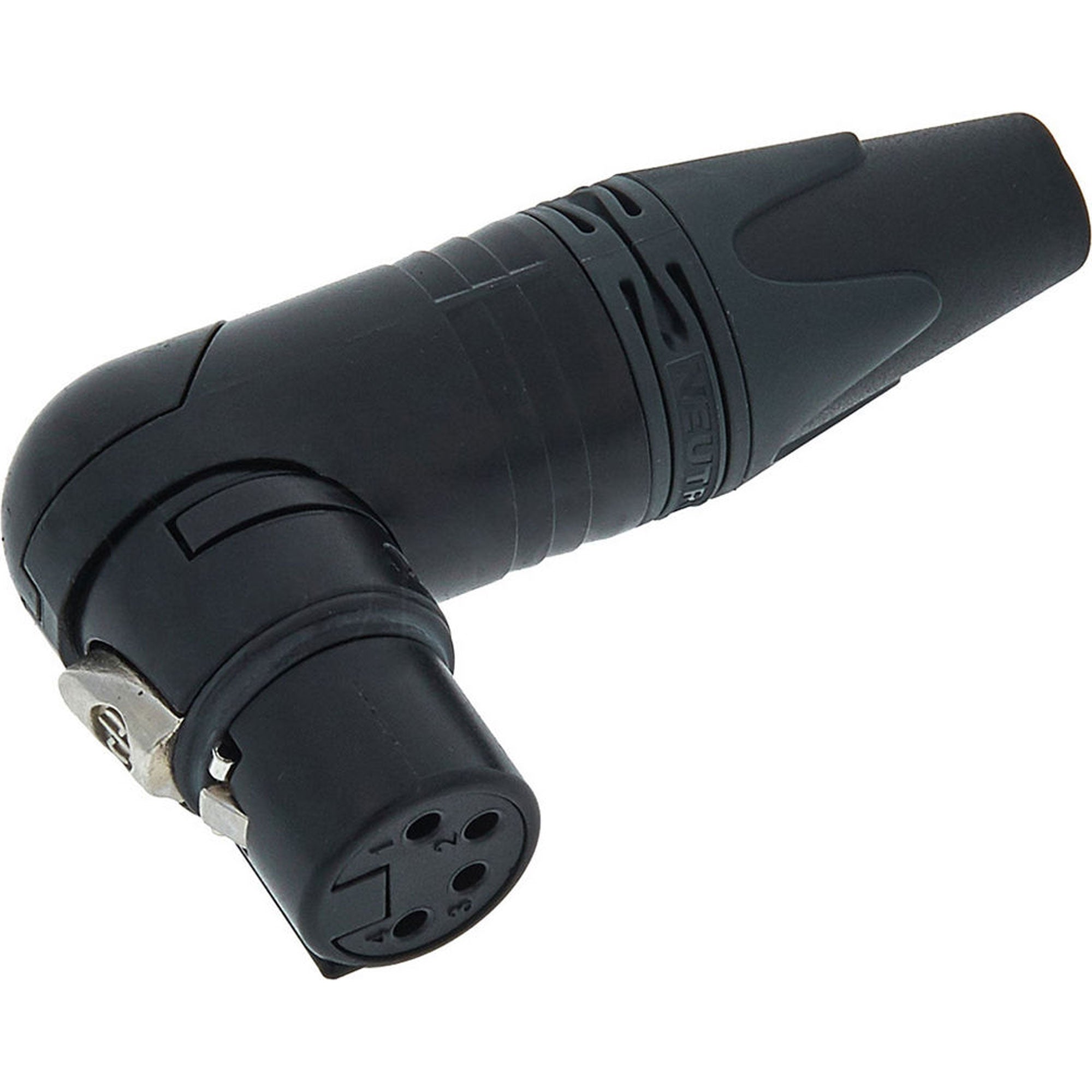 Neutrik NC4FRX-B Female Right Angle 4-Pin XLR Cable Connector (Black/Gold)