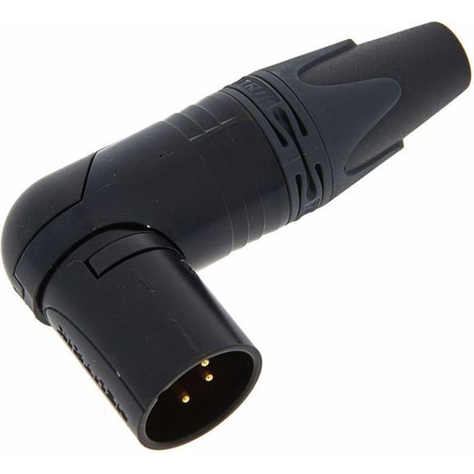 Neutrik NC4MRX-B Male Right Angle 4-Pin XLR Cable Connector (Black/Gold)