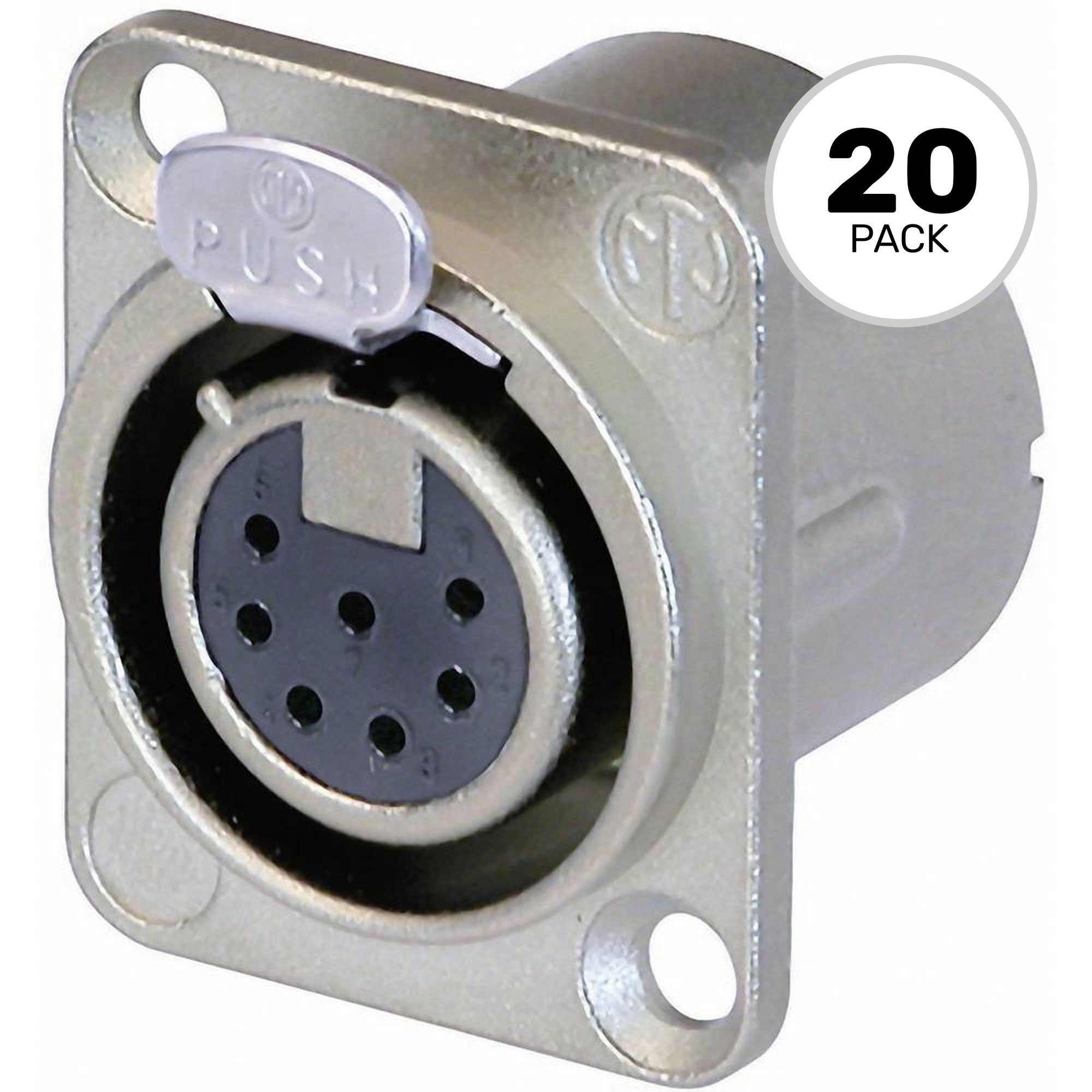 Neutrik NC7FD-LX Female 7-Pin XLR Chassis Connector (Nickel/Silver, Box of 20)