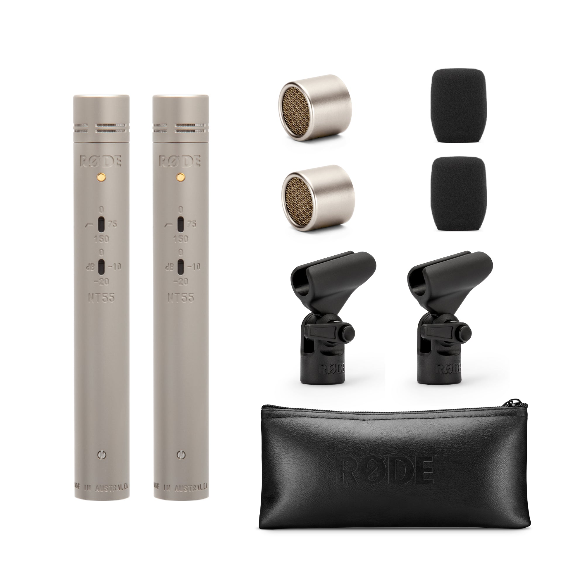 Rode NT55 Compact Condenser Microphones with Interchangeable Capsules (Matched Pair)