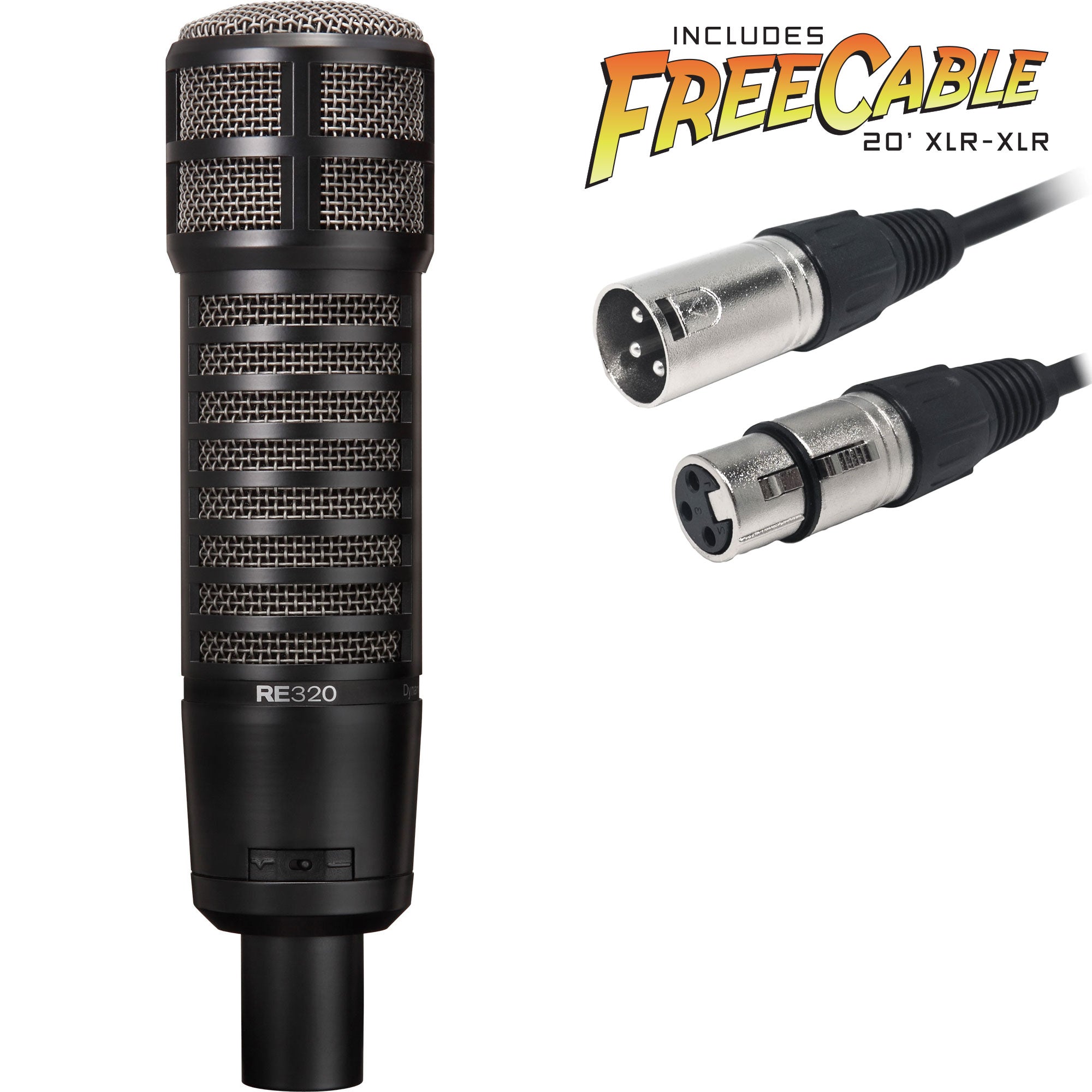 Electro-Voice RE320 Variable-D Dynamic Vocal and Instrument Microphone with FREE 20' XLR Cable