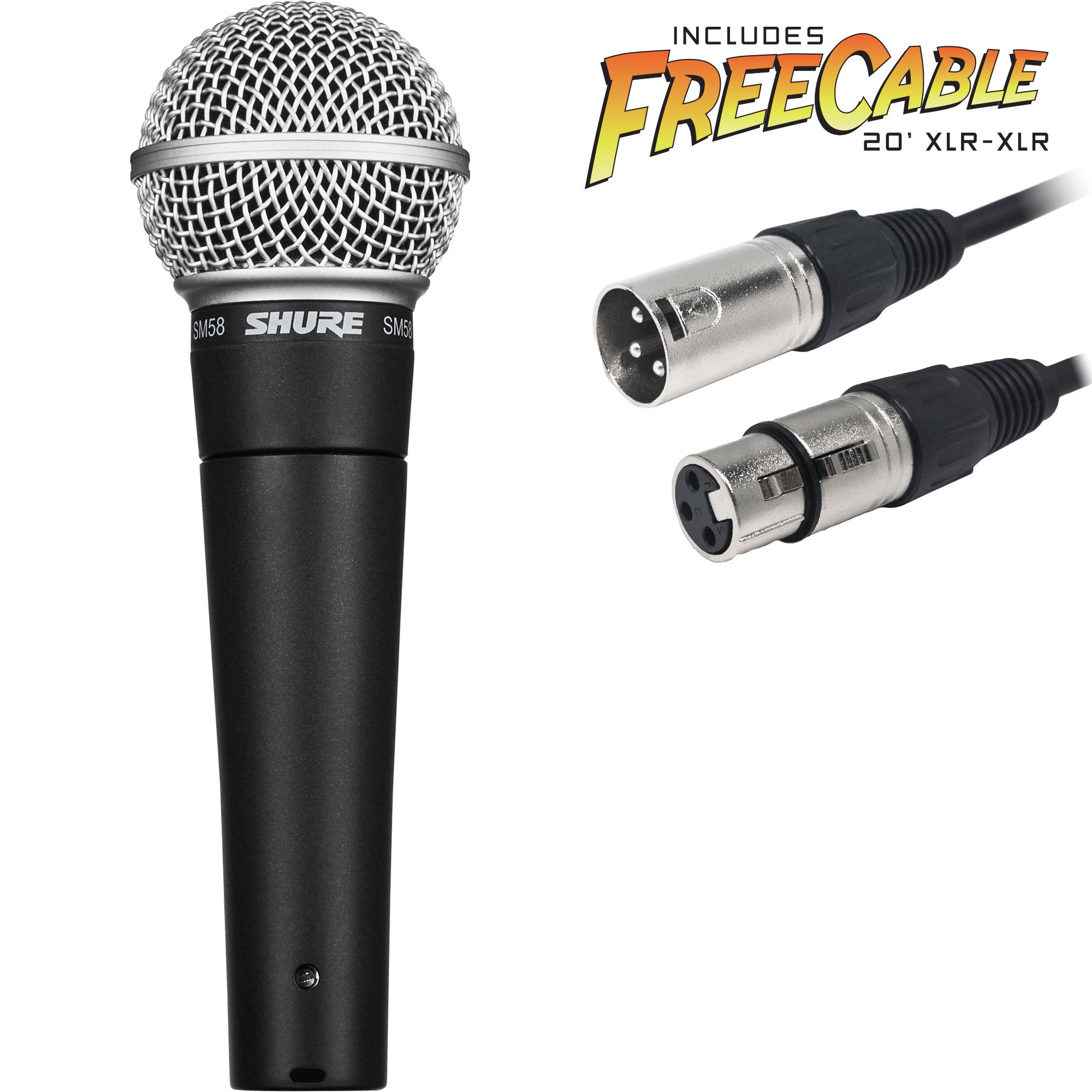 Shure SM58 Dynamic Cardioid Vocal Microphone with FREE 20' XLR Cable