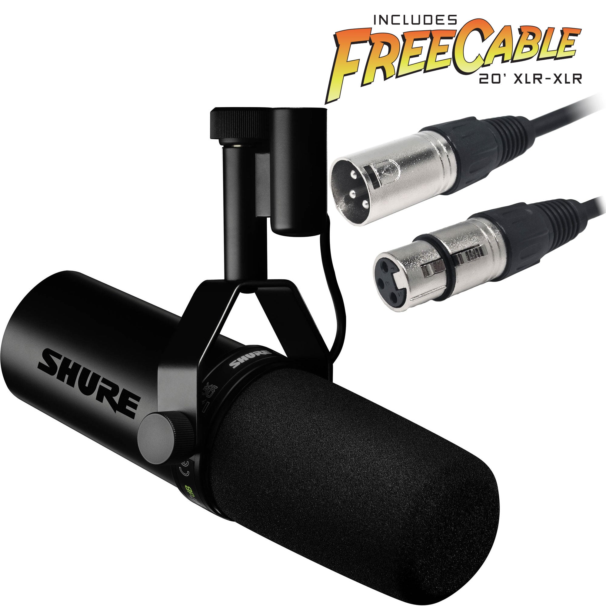 Shure SM7dB Dynamic Cardioid Vocal Microphone with Built-In Preamp and FREE 20' XLR Cable