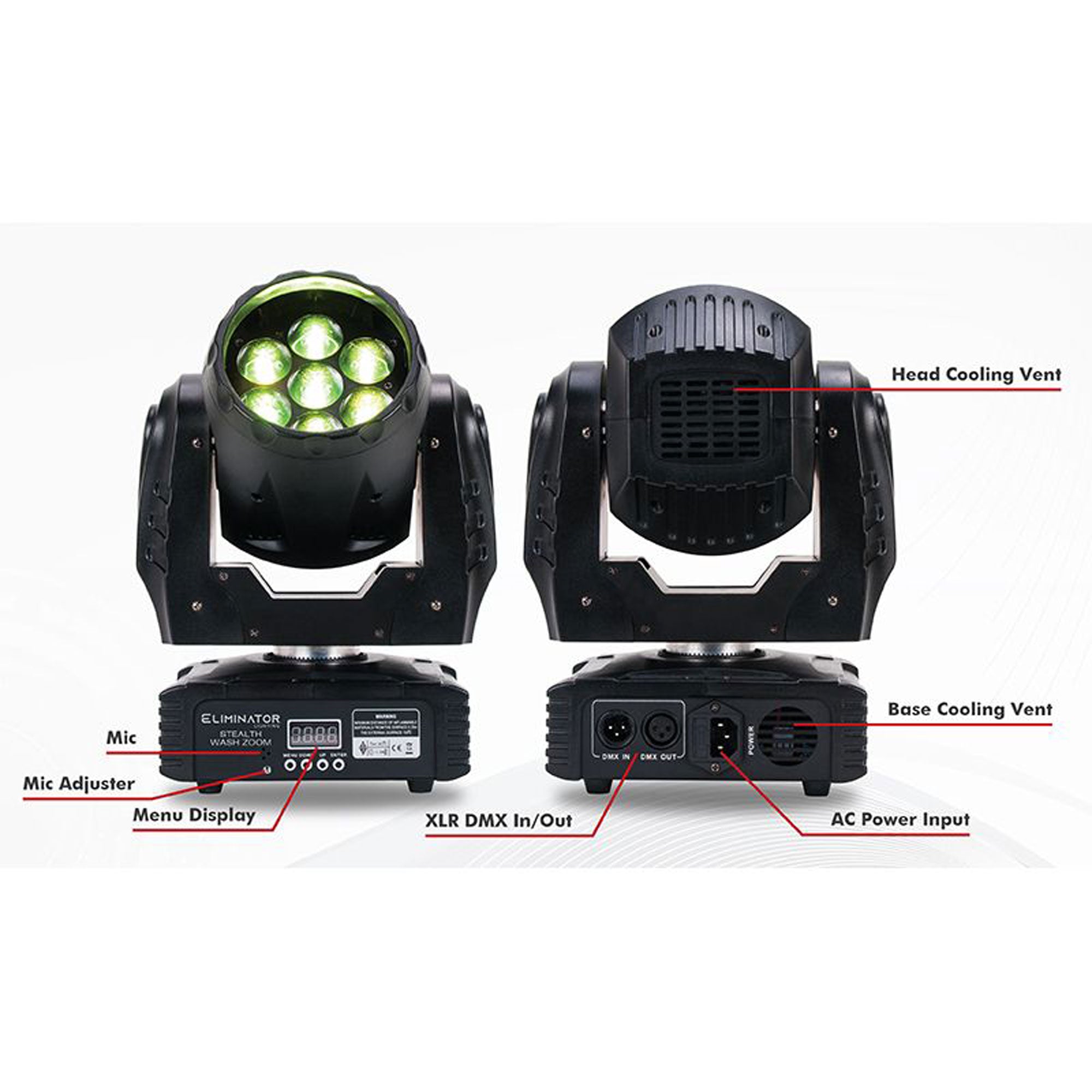 Eliminator Lighting Stealth Wash Zoom LED Moving Head Light Fixture