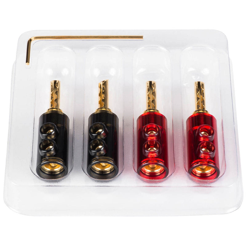 Performance Audio BFA Style Banana Plugs with Polycarbonate Shell Bi-Wire Kit (2 Red & 2 Black)
