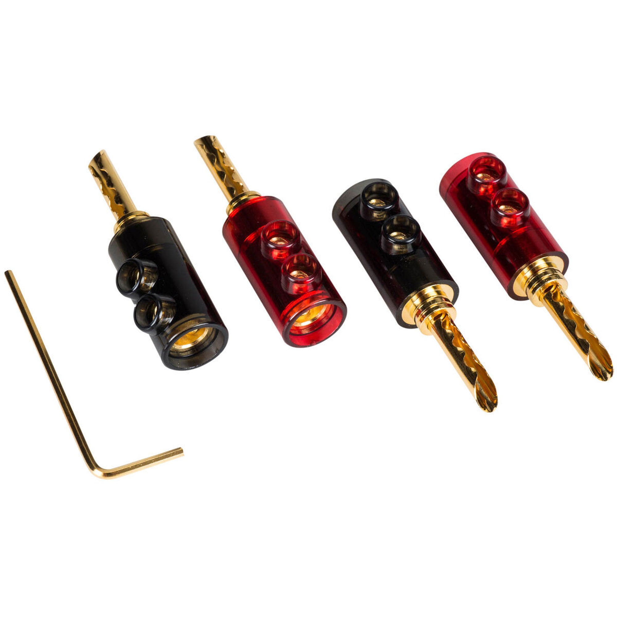 Performance Audio BFA Style Banana Plugs with Polycarbonate Shell Bi-Wire Kit (2 Red & 2 Black)