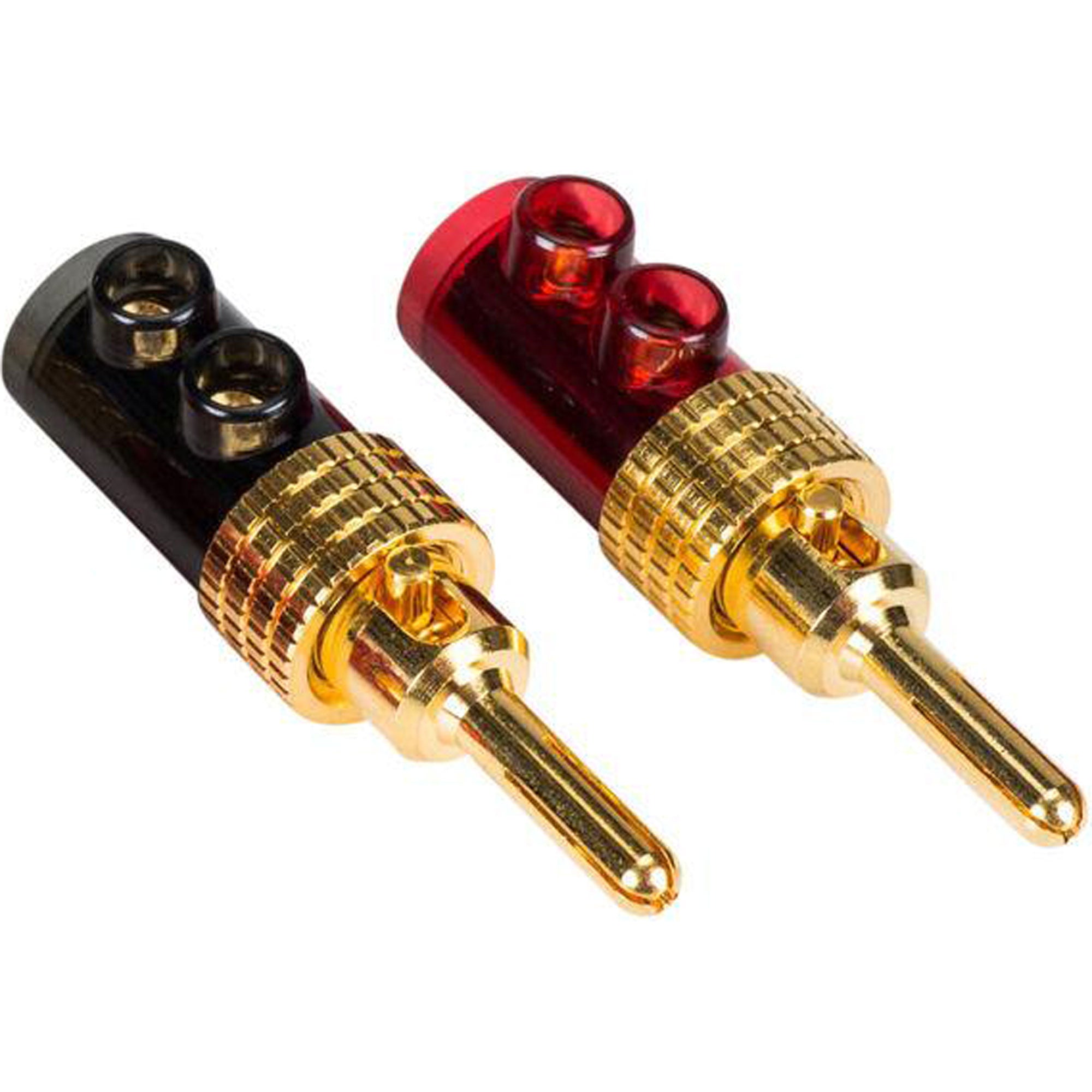 Performance Audio Expanding Banana Plugs with Polycarbonate Shell (1 Red & 1 Black)