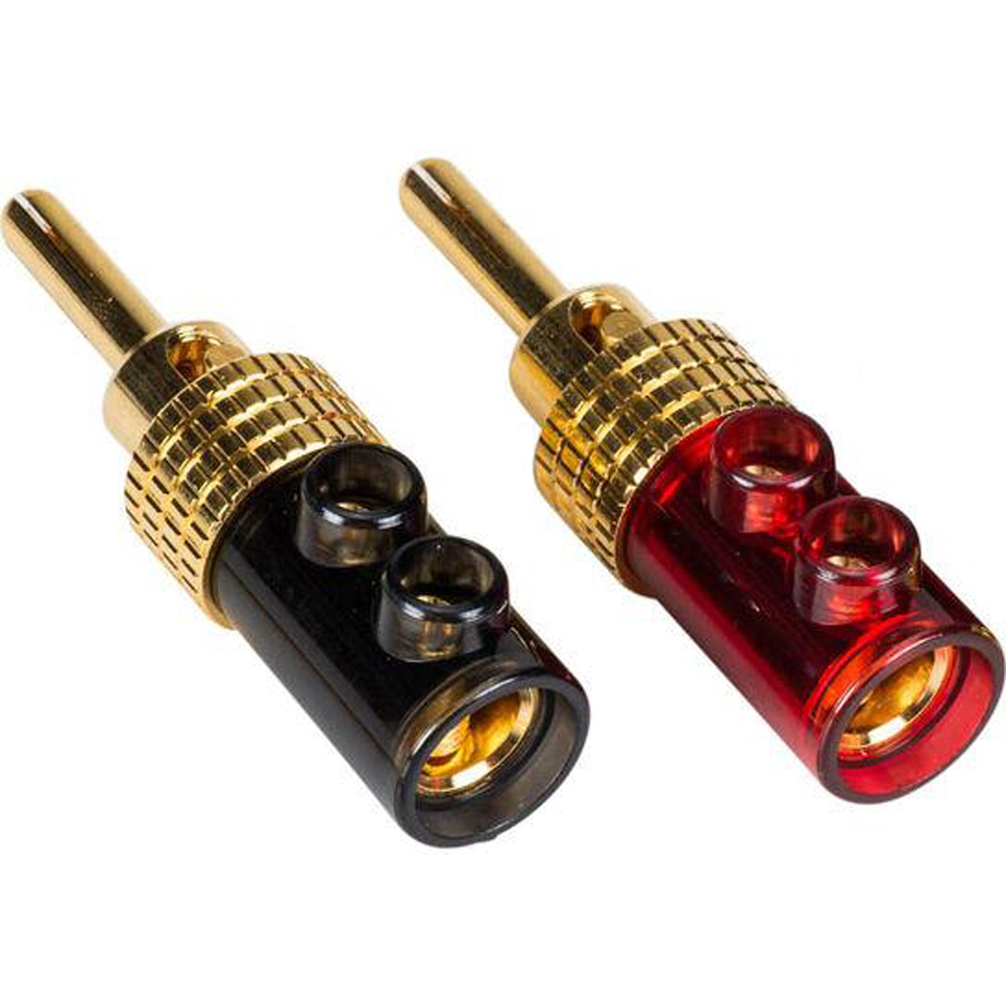 Performance Audio Expanding Banana Plugs with Polycarbonate Shell (1 Red & 1 Black)