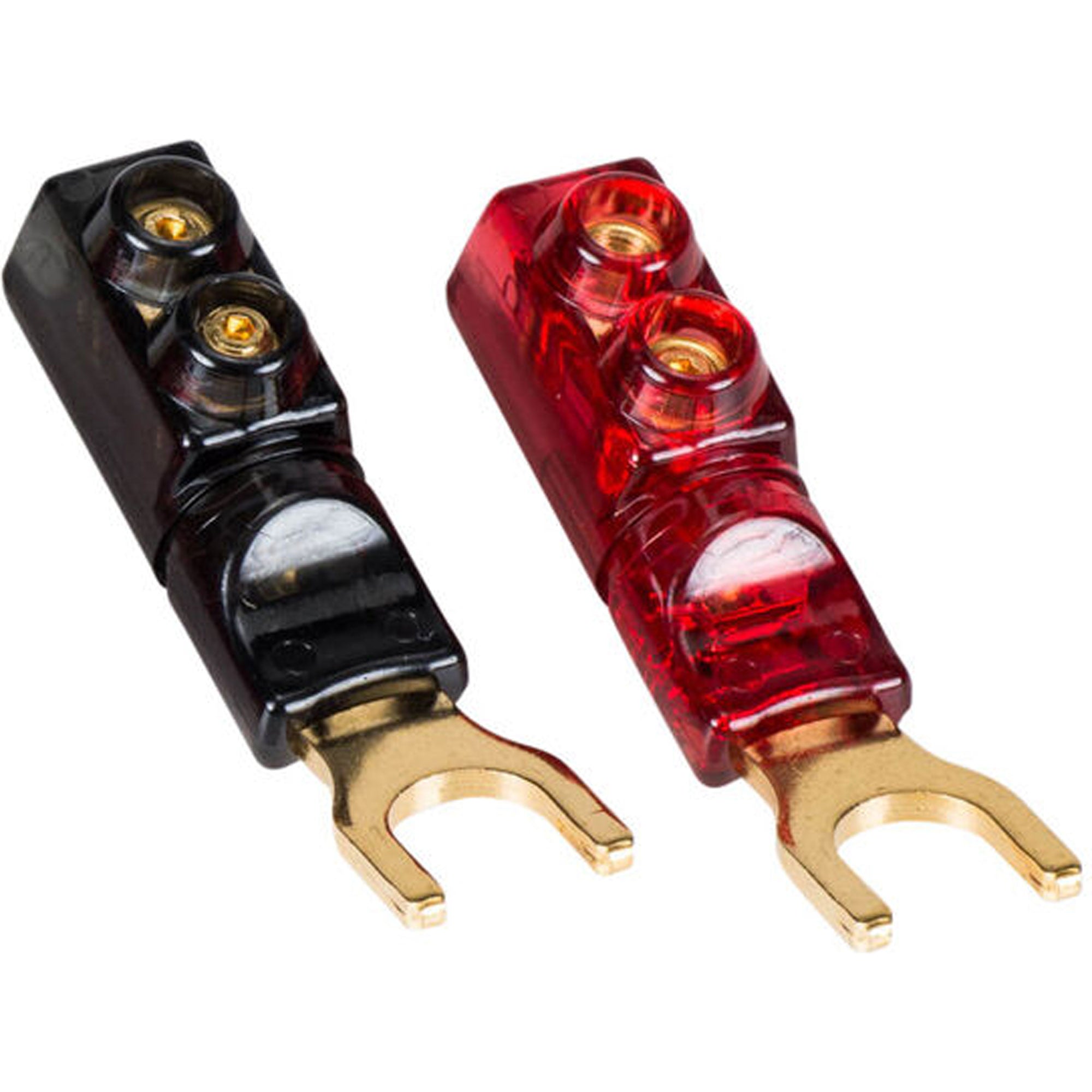 Performance Audio Spade Lug Terminals with Polycarbonate Shell (1 Red & 1 Black)