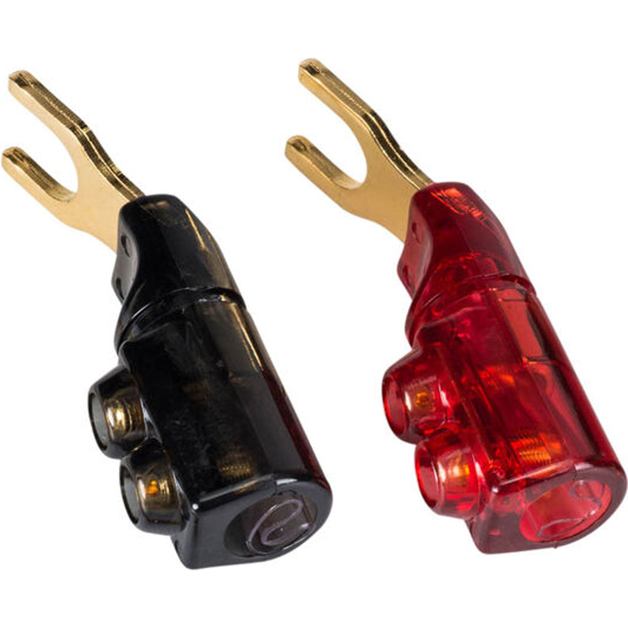 Performance Audio Spade Lug Terminals with Polycarbonate Shell (1 Red & 1 Black)