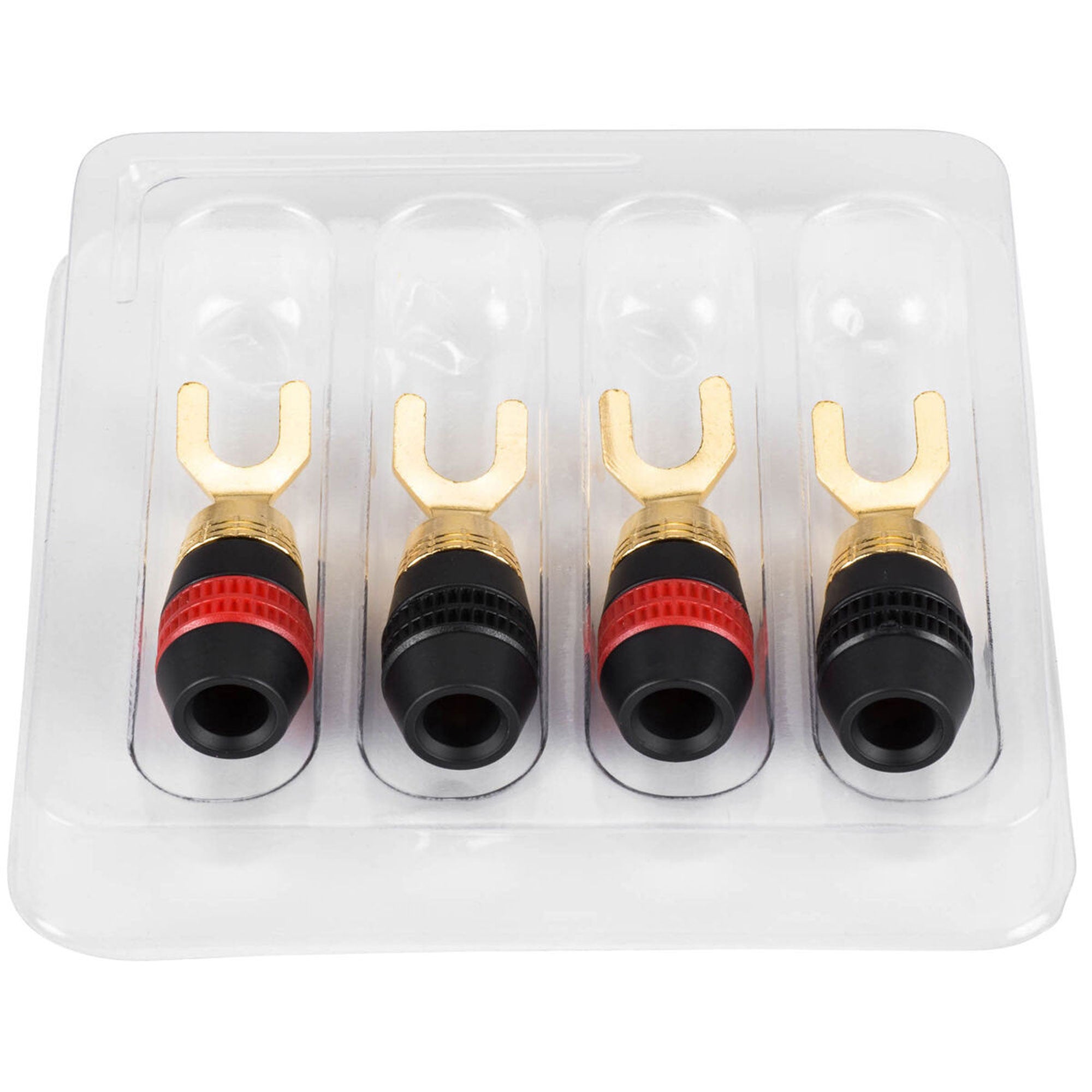 Performance Audio Compression Style Spade Lug Terminals Bi-Wire Kit (2 Red & 2 Black)