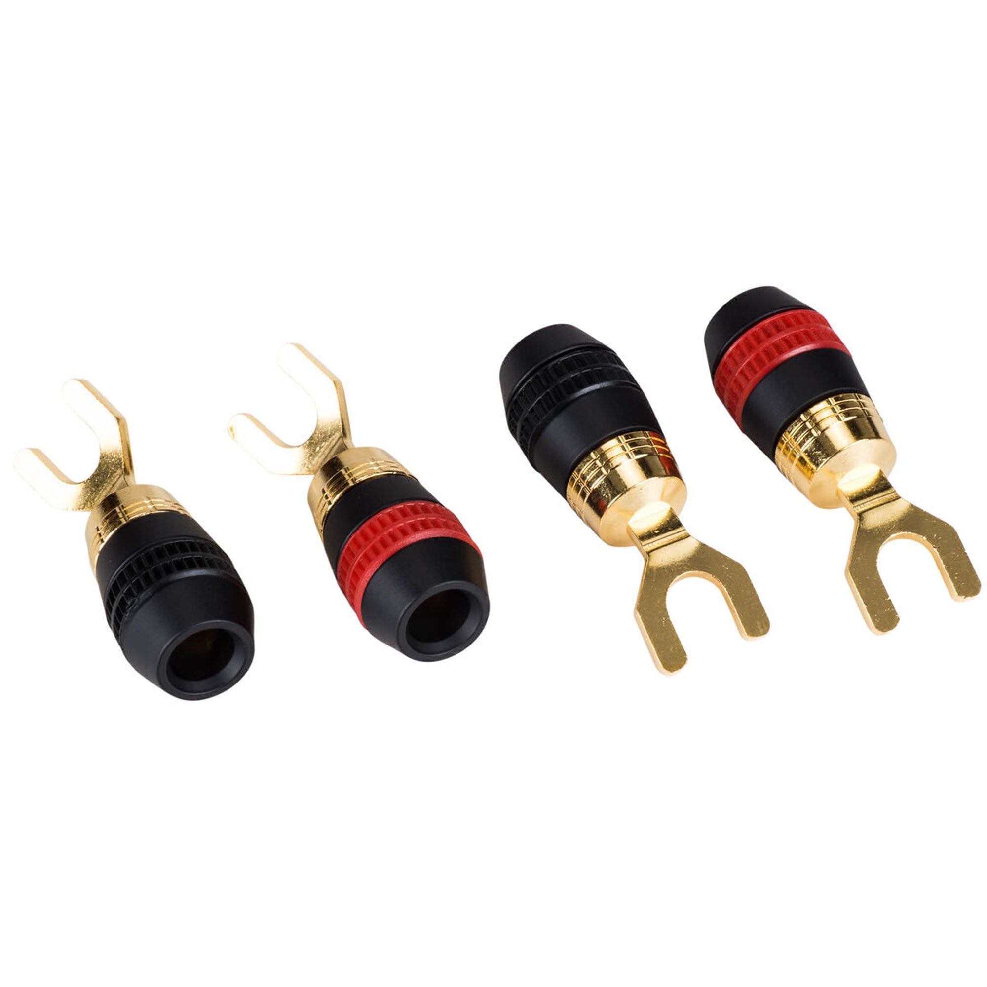 Performance Audio Compression Style Spade Lug Terminals Bi-Wire Kit (2 Red & 2 Black)