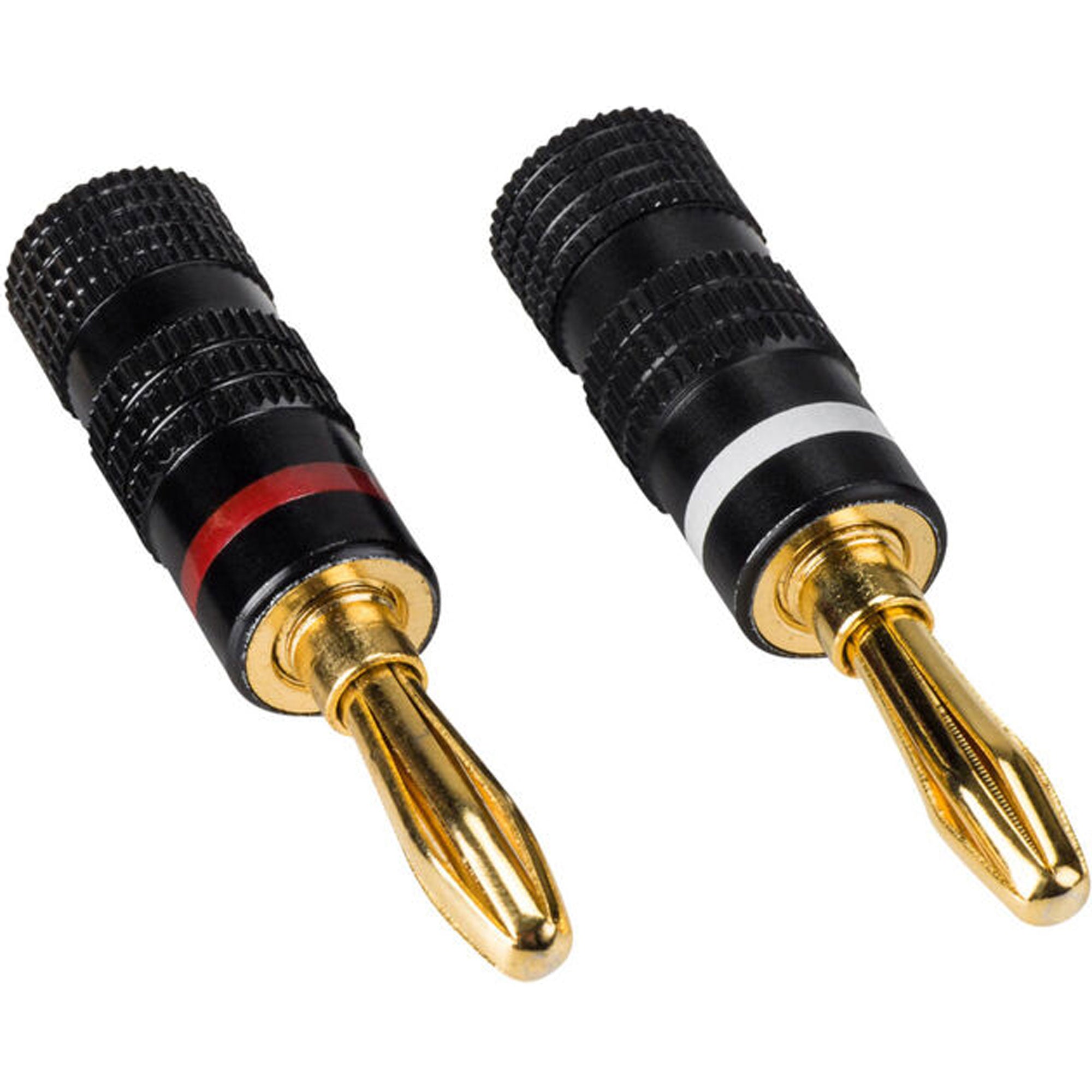 Performance Audio Banana Plugs with Black Aluminum Shell (1 Red & 1 Black)