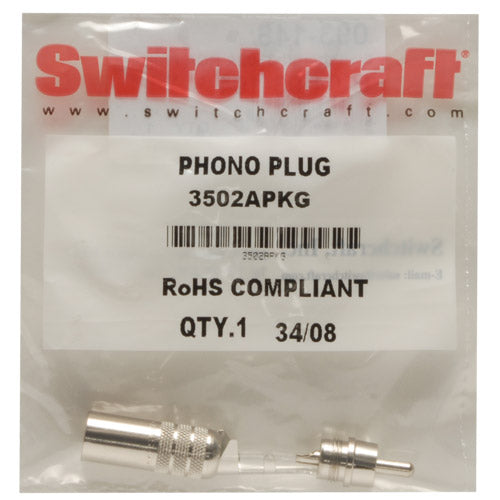 Switchcraft 3502A Cable Mount RCA Plug (Nickel/Silver)