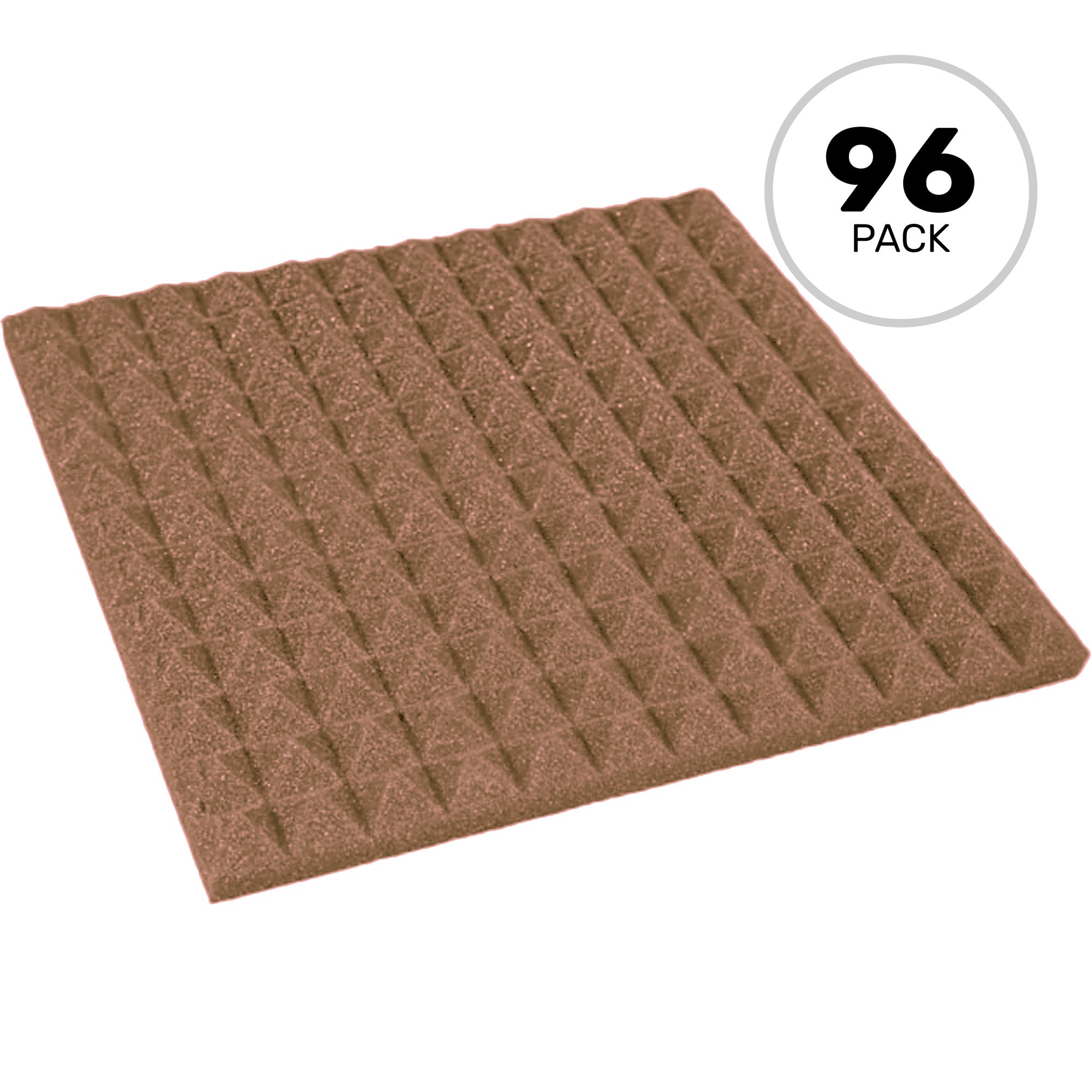 Performance Audio 12" x 12" x 1" Pyramid Acoustic Foam Tile (Brown, 96 Pack)