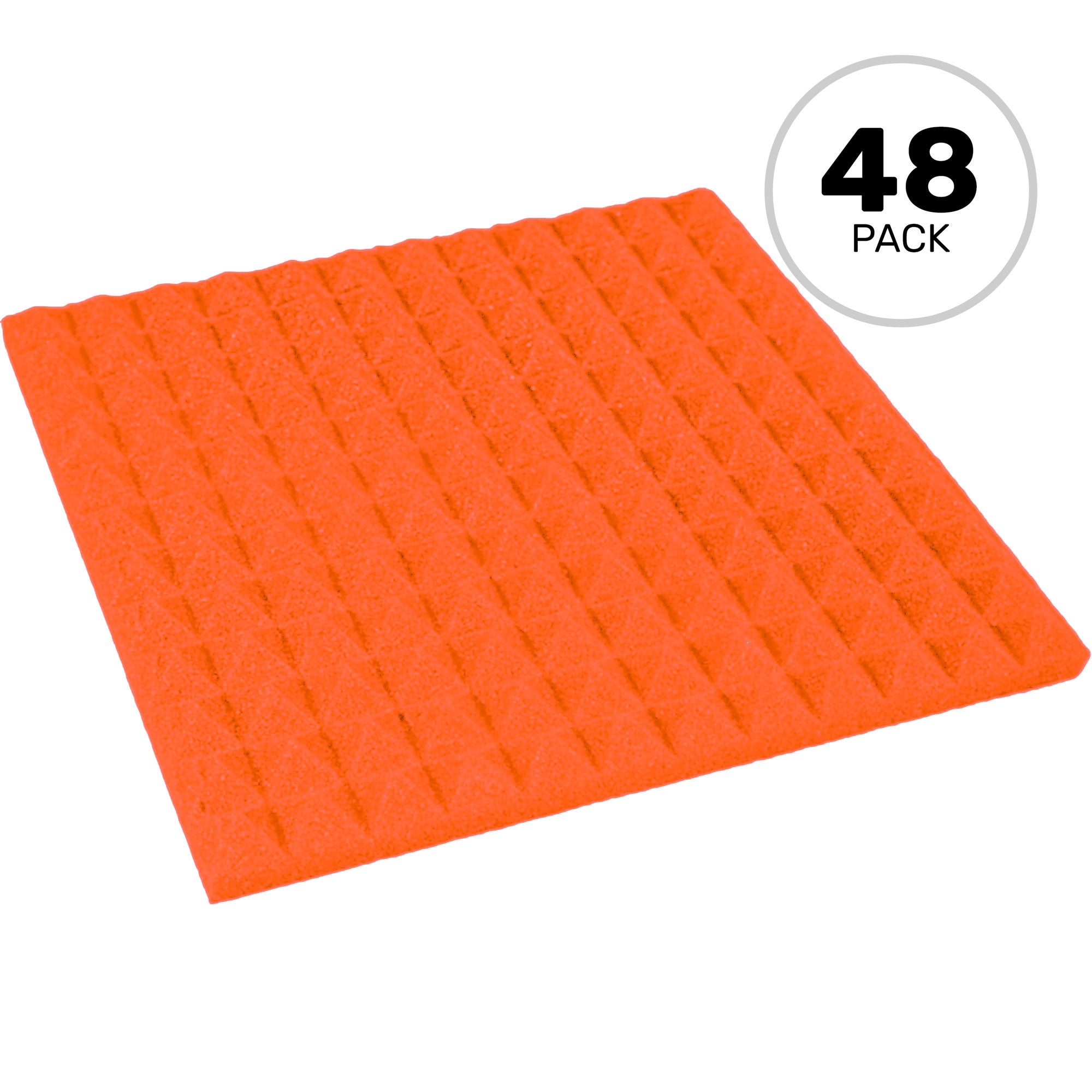 Performance Audio 12" x 12" x 1" Pyramid Acoustic Foam Tile (Orange, 48 Pack)