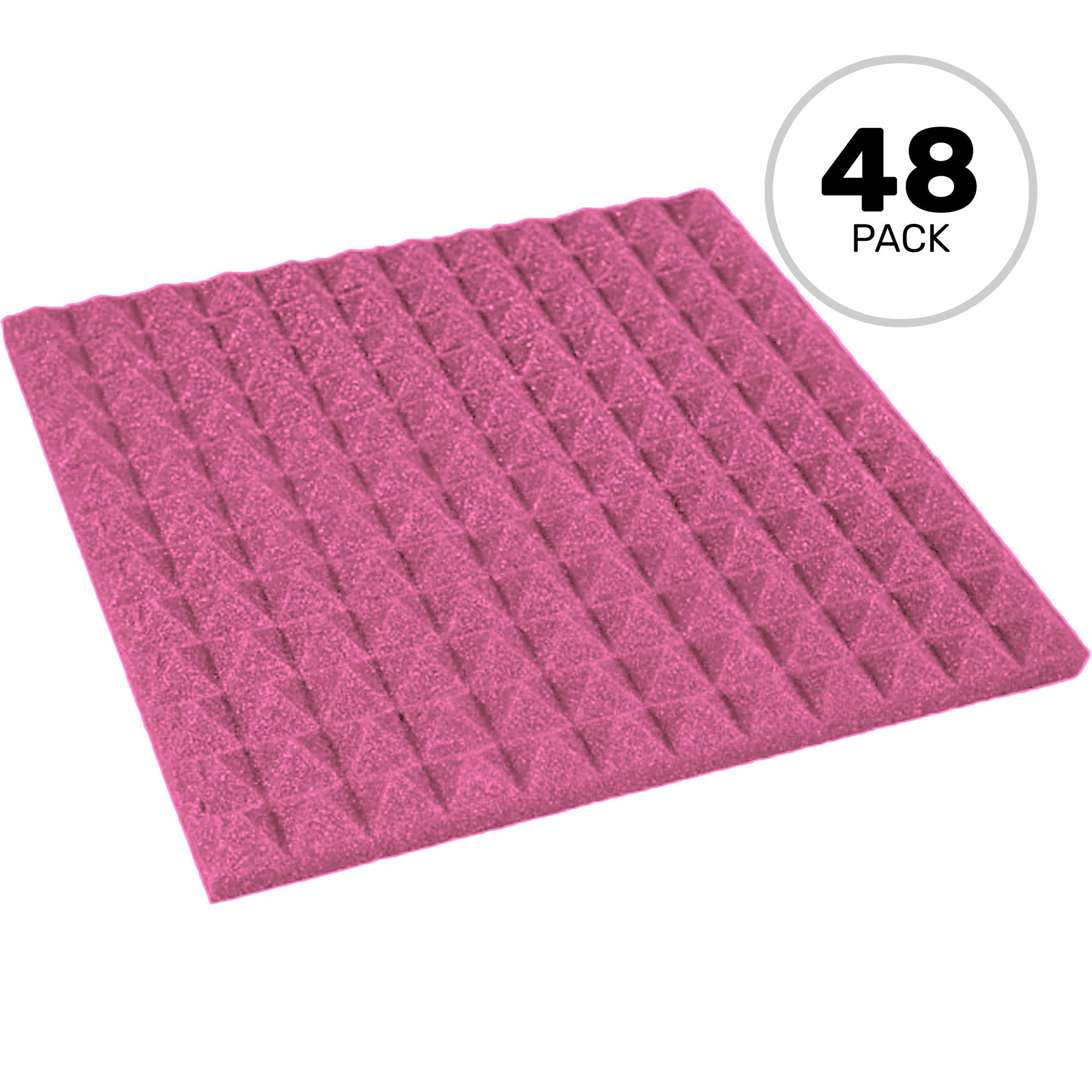 Performance Audio 12" x 12" x 1" Pyramid Acoustic Foam Tile (Plum, 48 Pack)