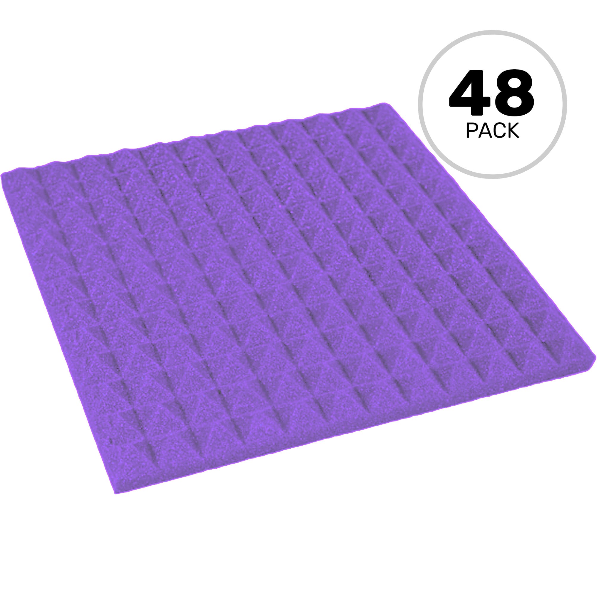 Performance Audio 12" x 12" x 1" Pyramid Acoustic Foam Tile (Purple, 48 Pack)