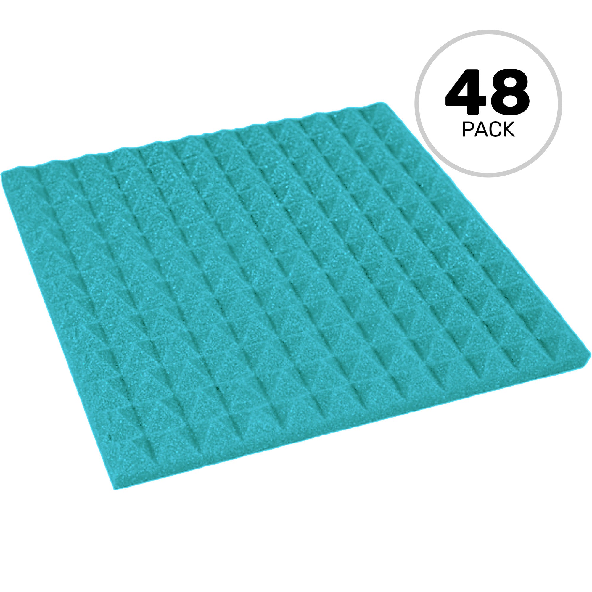 Performance Audio 12" x 12" x 1" Pyramid Acoustic Foam Tile (Teal, 48 Pack)