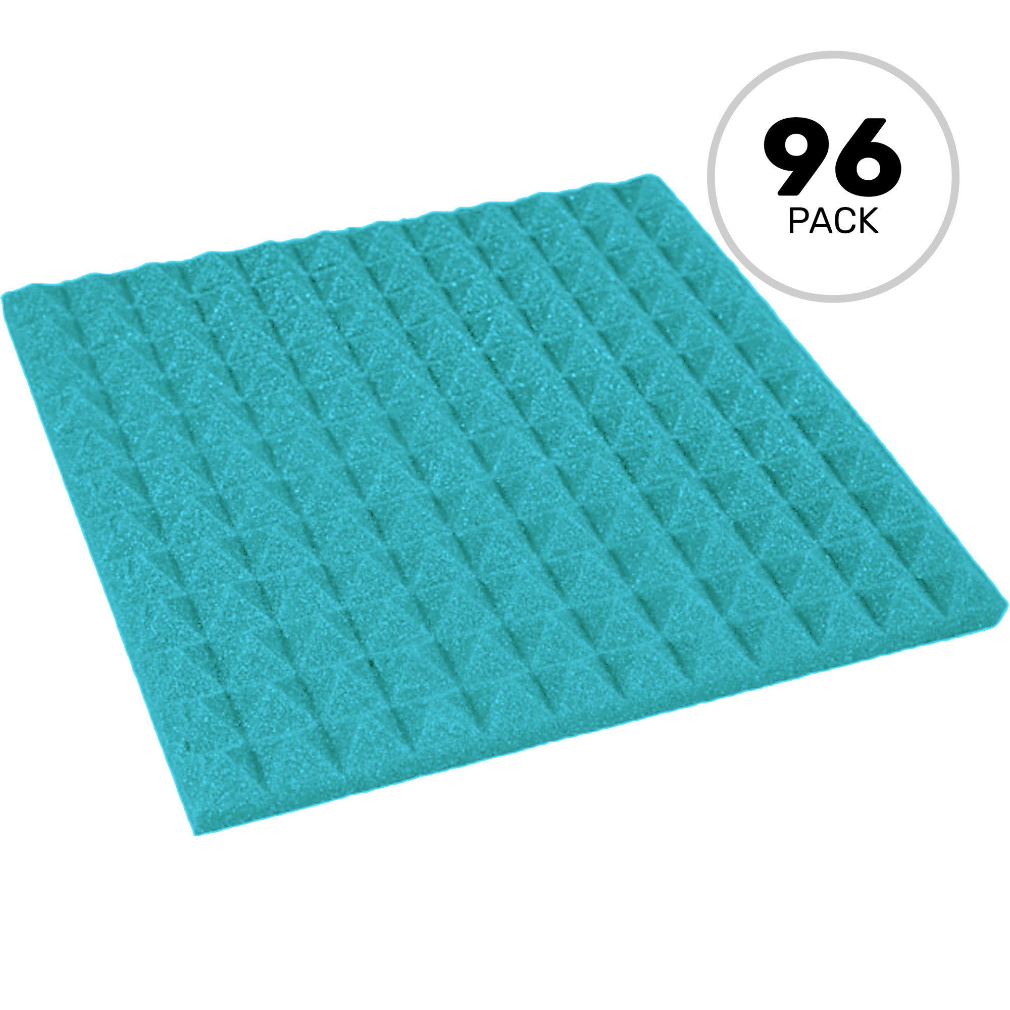 Performance Audio 12" x 12" x 1" Pyramid Acoustic Foam Tile (Teal, 96 Pack)