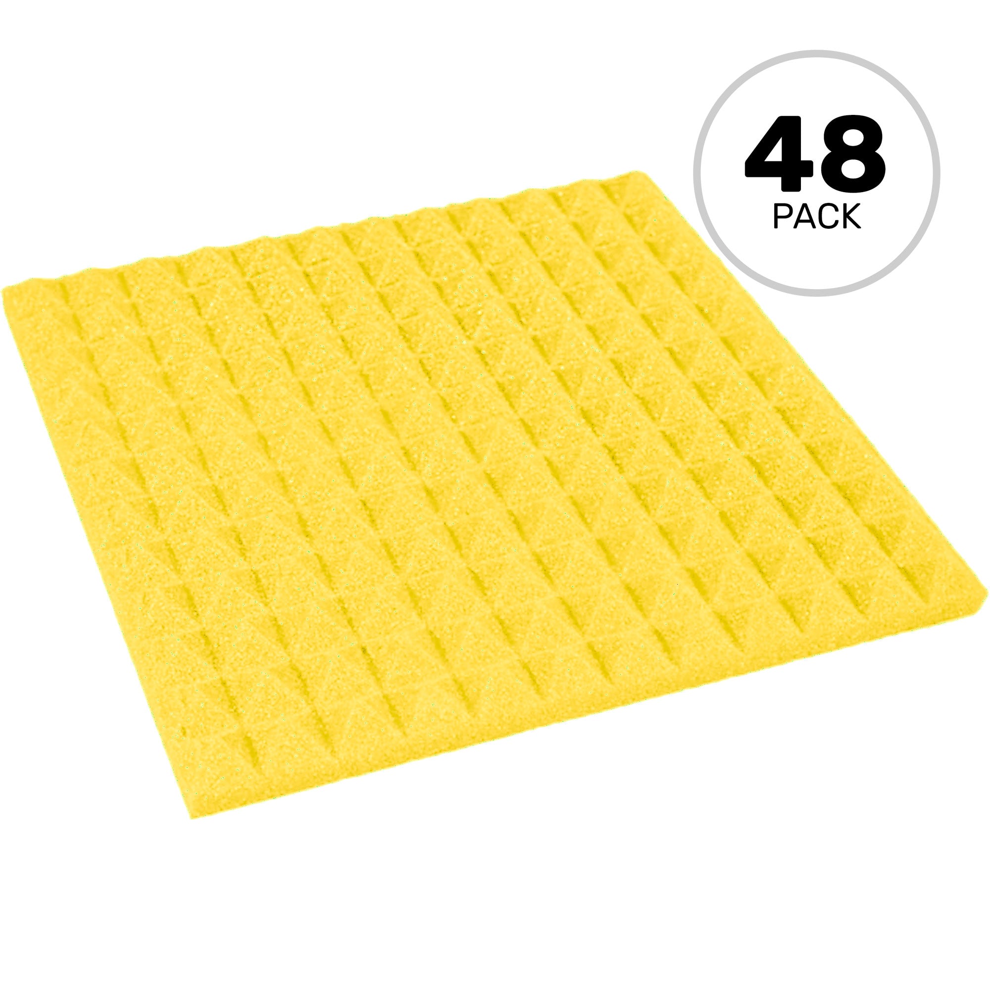 Performance Audio 12" x 12" x 1" Pyramid Acoustic Foam Tile (Yellow, 48 Pack)