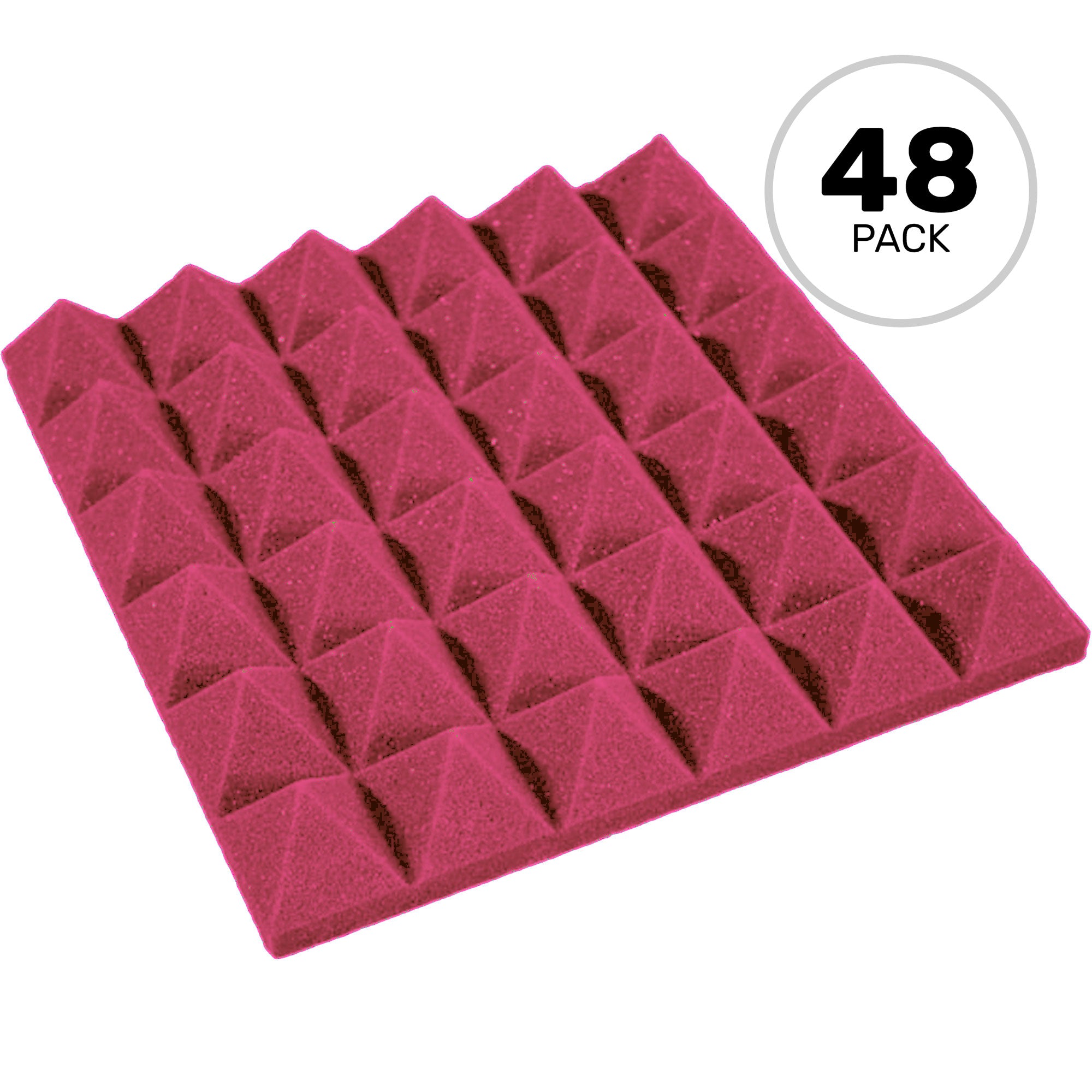 Performance Audio 12" x 12" x 2" Pyramid Acoustic Foam Tile (Burgundy, 48 Pack)