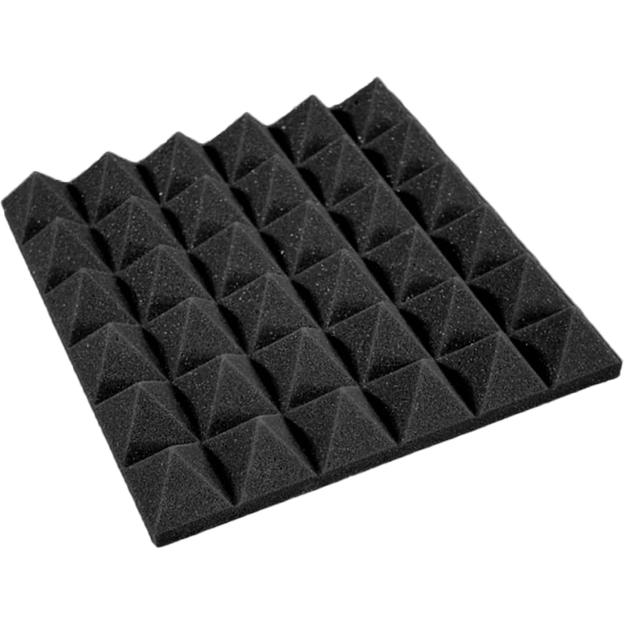 Performance Audio 12" x 12" x 2" Pyramid Acoustic Foam Tile (Charcoal, 24 Pack)