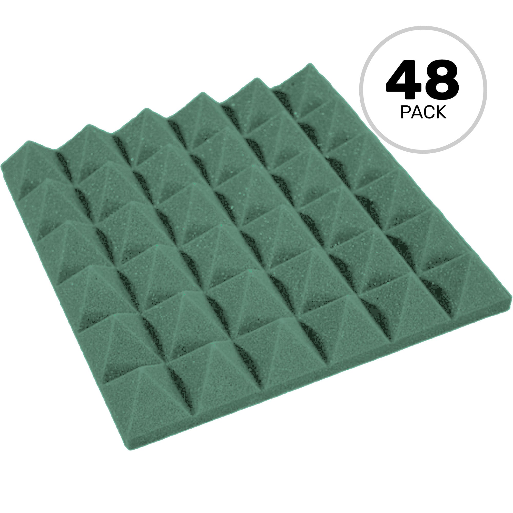 Performance Audio 12" x 12" x 2" Pyramid Acoustic Foam Tile (Forest Green, 48 Pack)