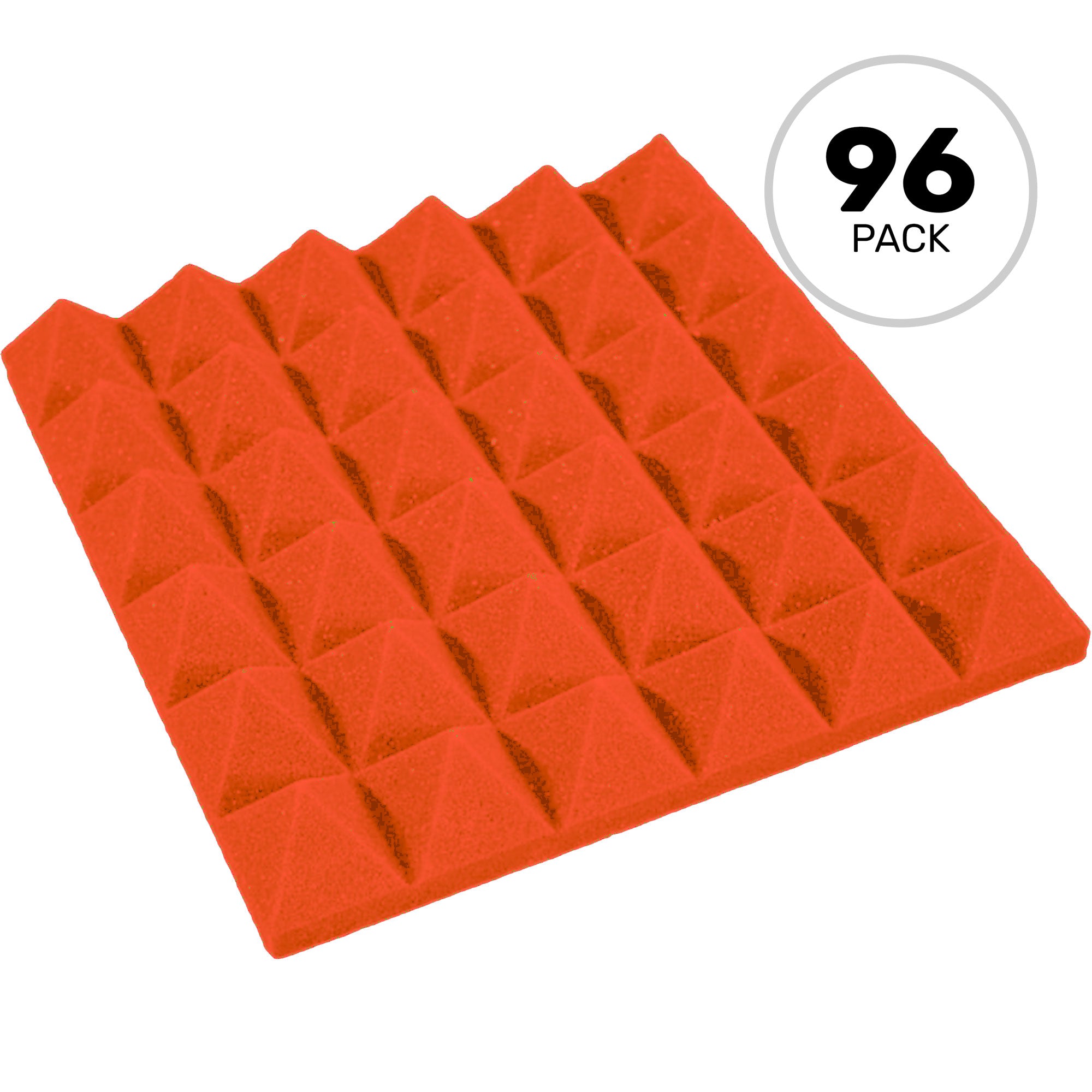 Performance Audio 12" x 12" x 2" Pyramid Acoustic Foam Tile (Orange, 96 Pack)