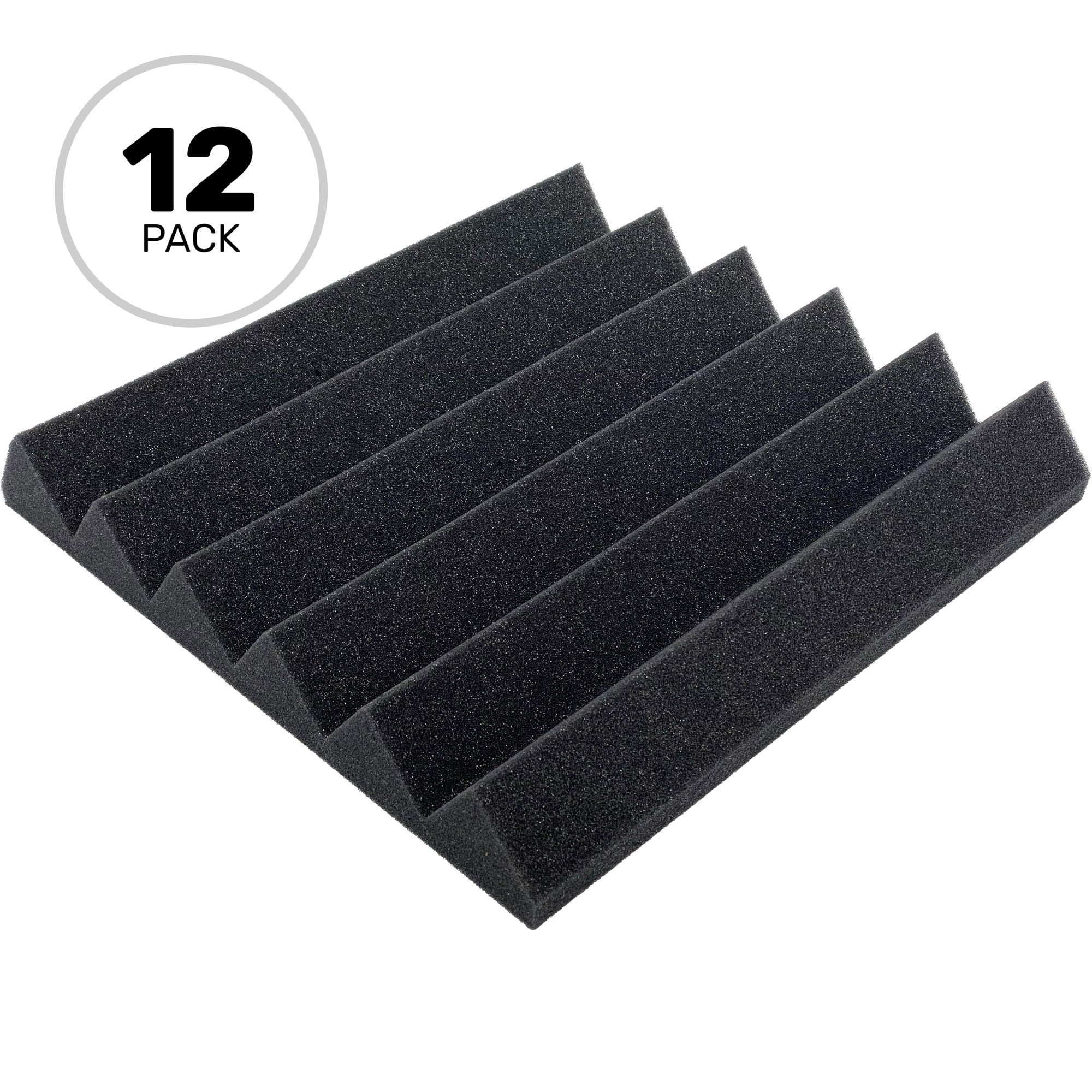 Performance Audio 12" x 12" x 2" Wedge Acoustic Foam Tile (Charcoal, 12 Pack)