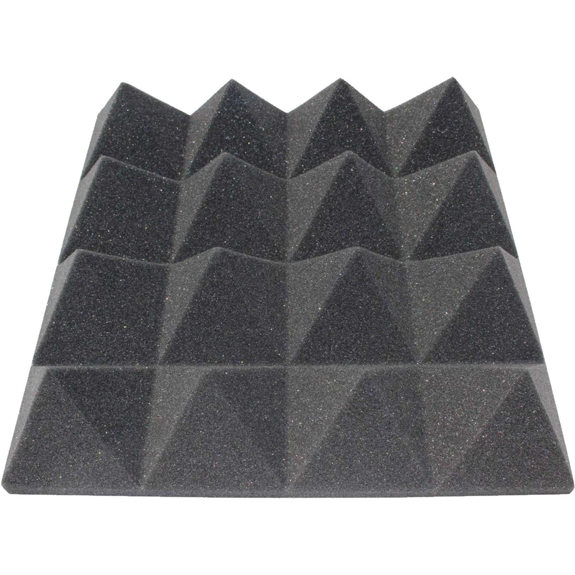 Performance Audio 12" x 12" x 3" Pyramid Acoustic Foam Tile (Charcoal, 12 Pack)