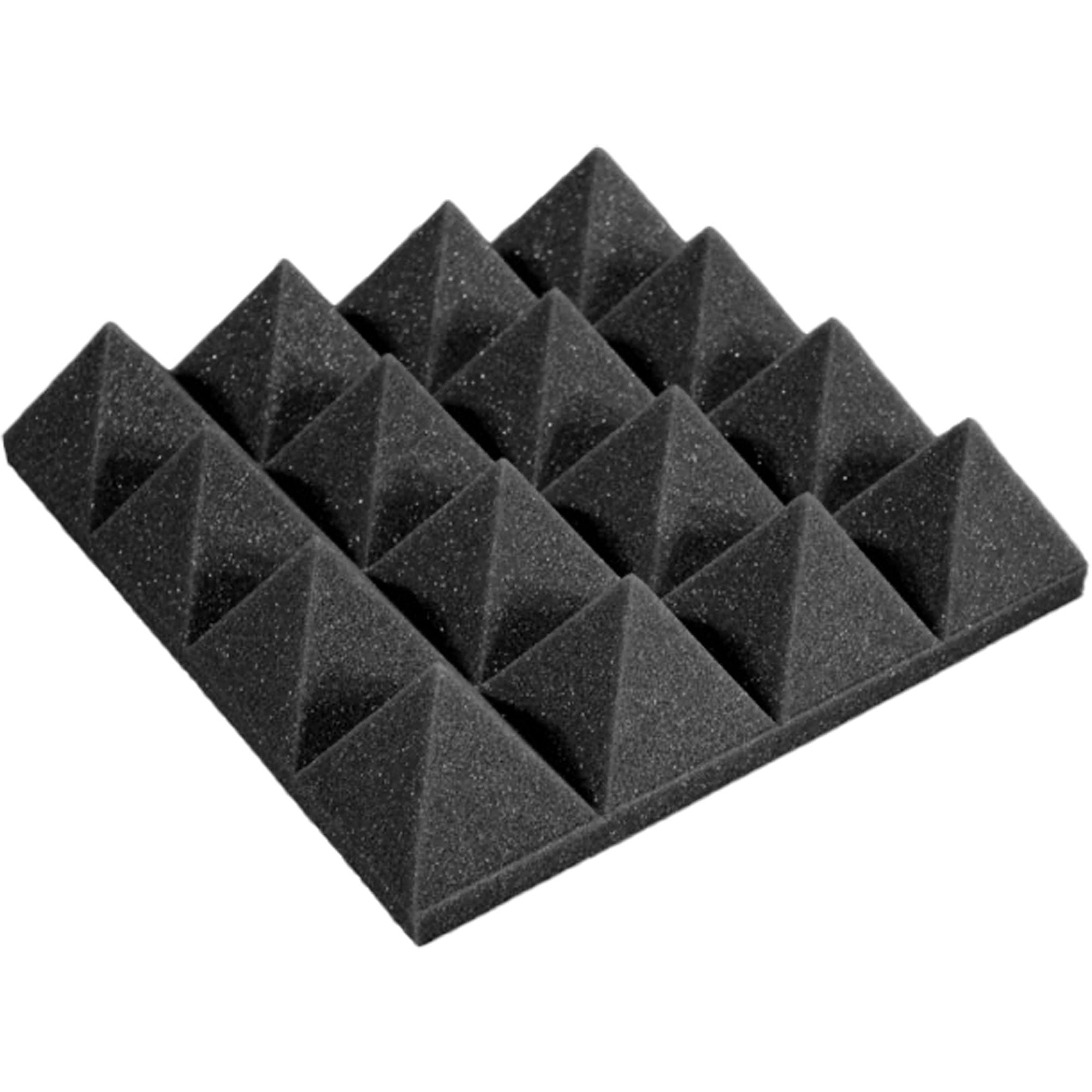 Performance Audio 12" x 12" x 3" Pyramid Acoustic Foam Tile (Charcoal, 12 Pack)