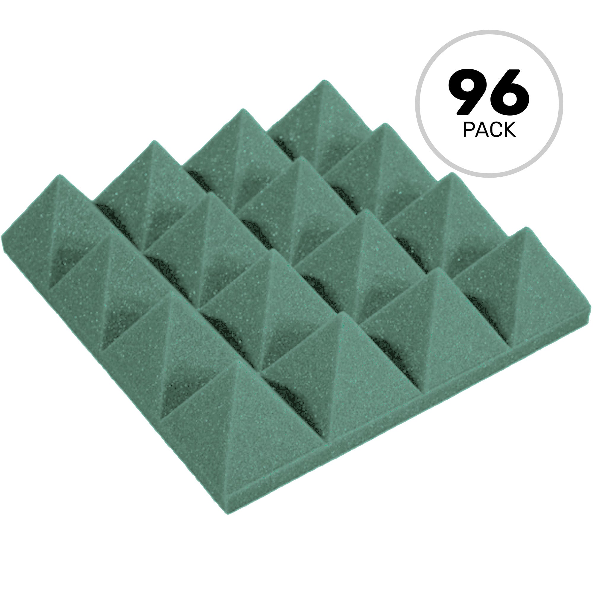 Performance Audio 12" x 12" x 3" Pyramid Acoustic Foam Tile (Forest Green, 96 Pack)