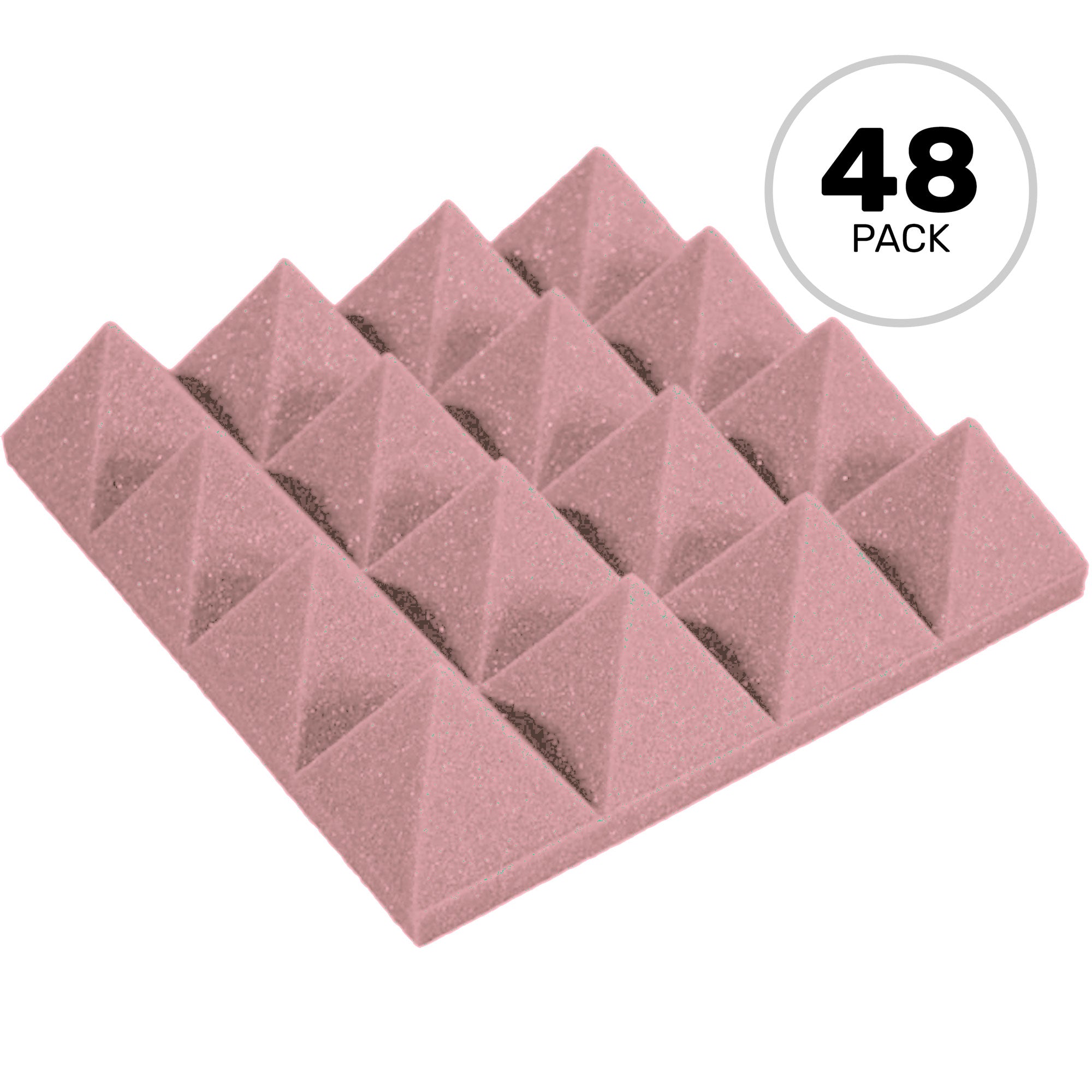 Performance Audio 12" x 12" x 3" Pyramid Acoustic Foam Tile (Rosy Beige, 48 Pack)