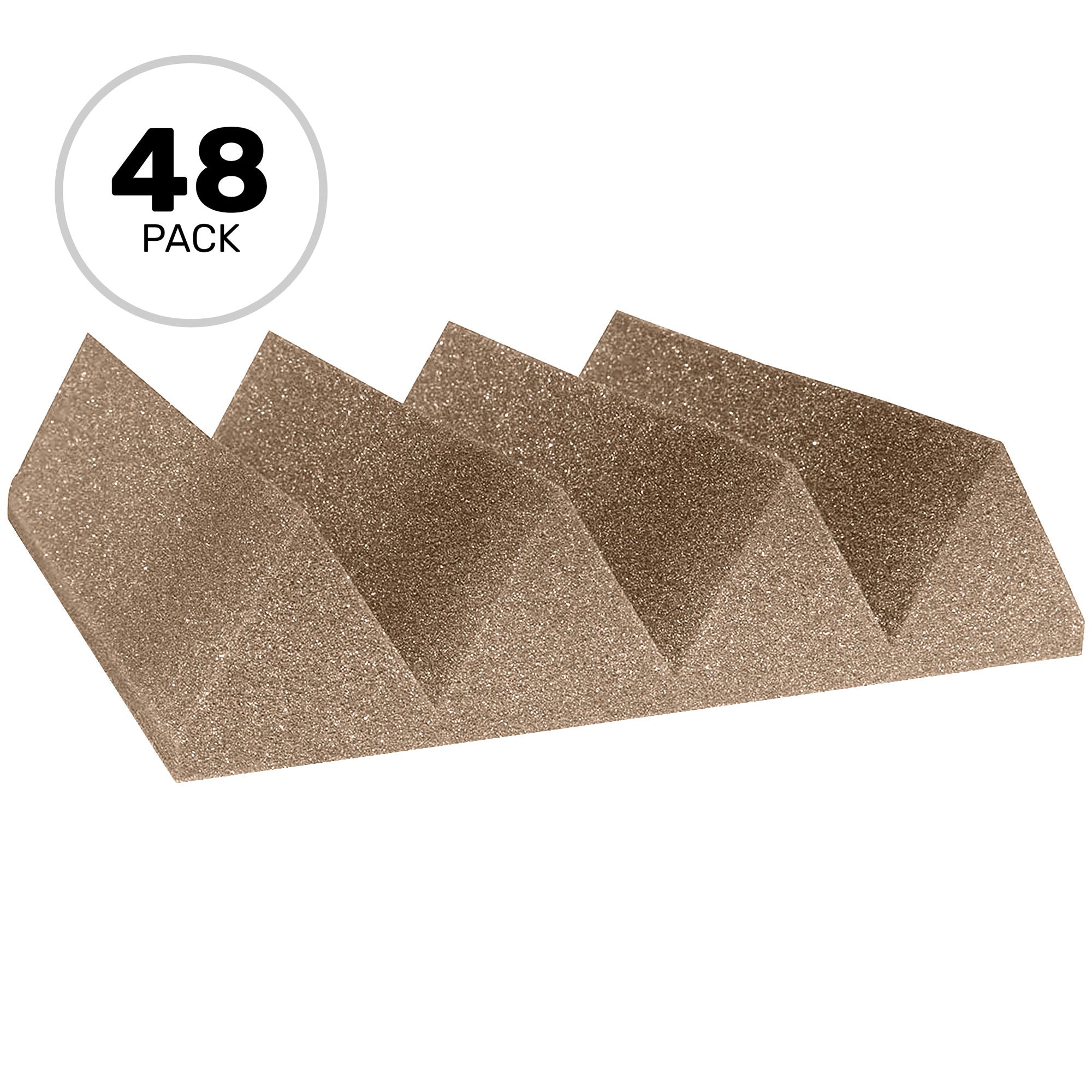 Performance Audio 12" x 12" x 3" Wedge Acoustic Foam Tile (Brown, 48 Pack)