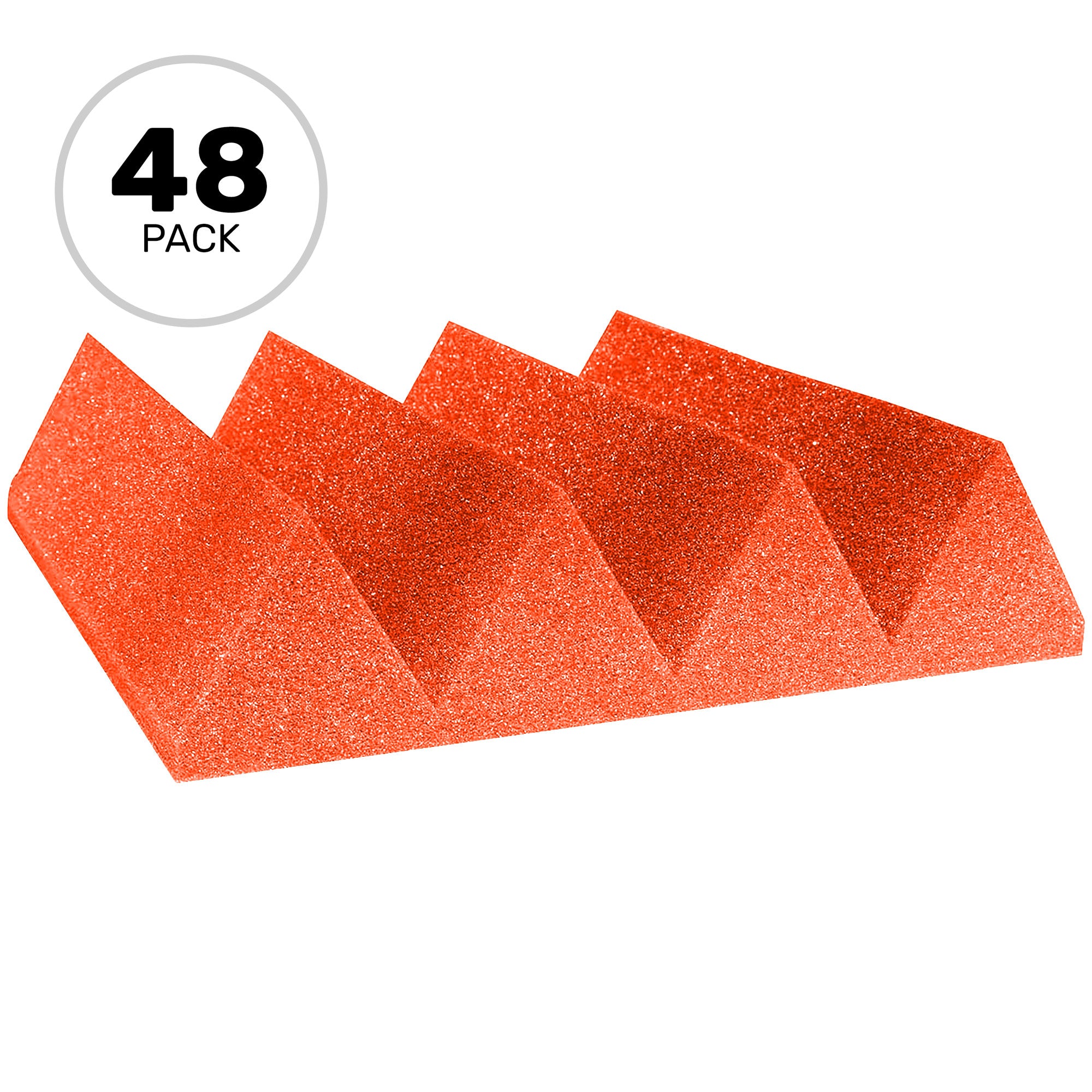 Performance Audio 12" x 12" x 3" Wedge Acoustic Foam Tile (Orange, 48 Pack)