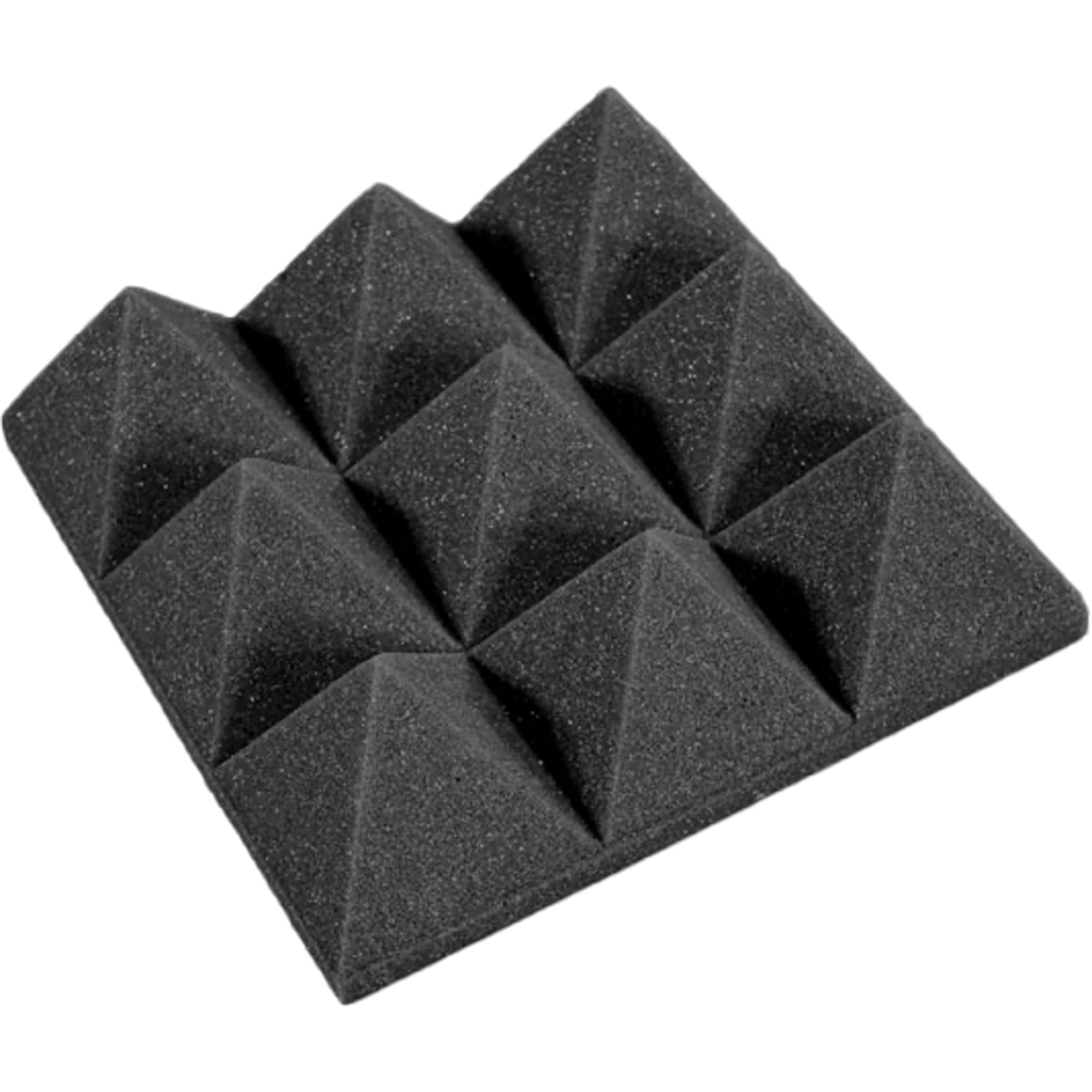 Performance Audio 12" x 12" x 4" Pyramid Acoustic Foam Tile (Charcoal, 24 Pack)