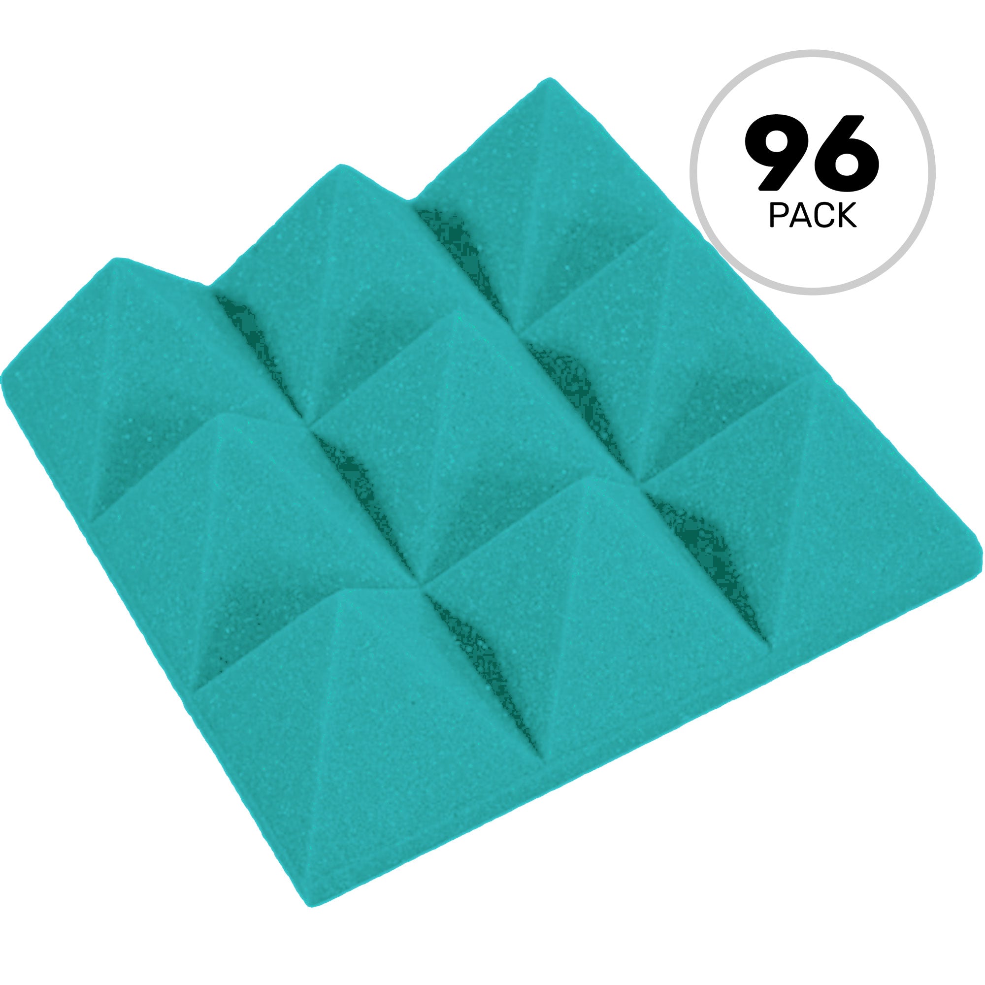 Performance Audio 12" x 12" x 4" Pyramid Acoustic Foam Tile (Teal, 96 Pack)