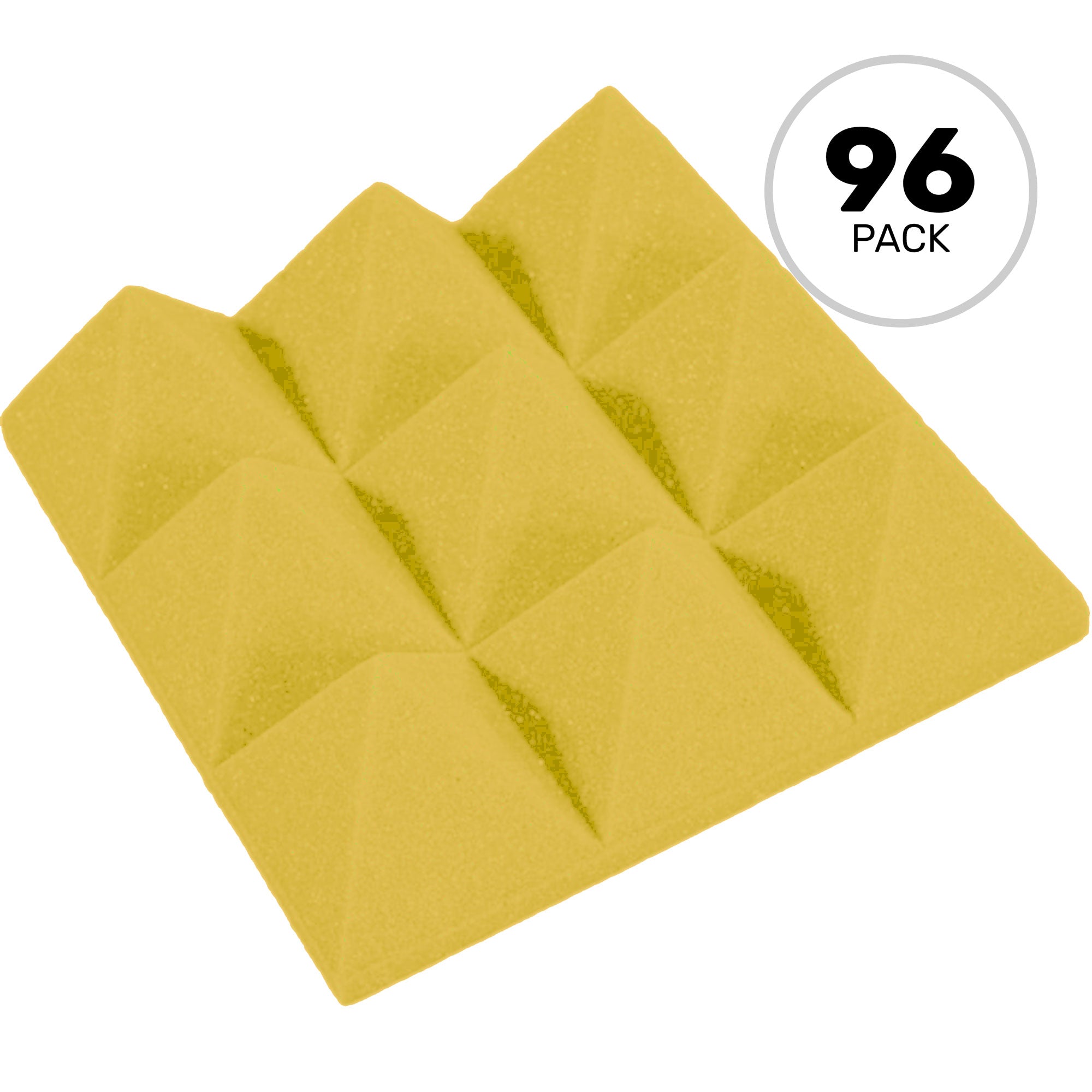 Performance Audio 12" x 12" x 4" Pyramid Acoustic Foam Tile (Yellow, 96 Pack)