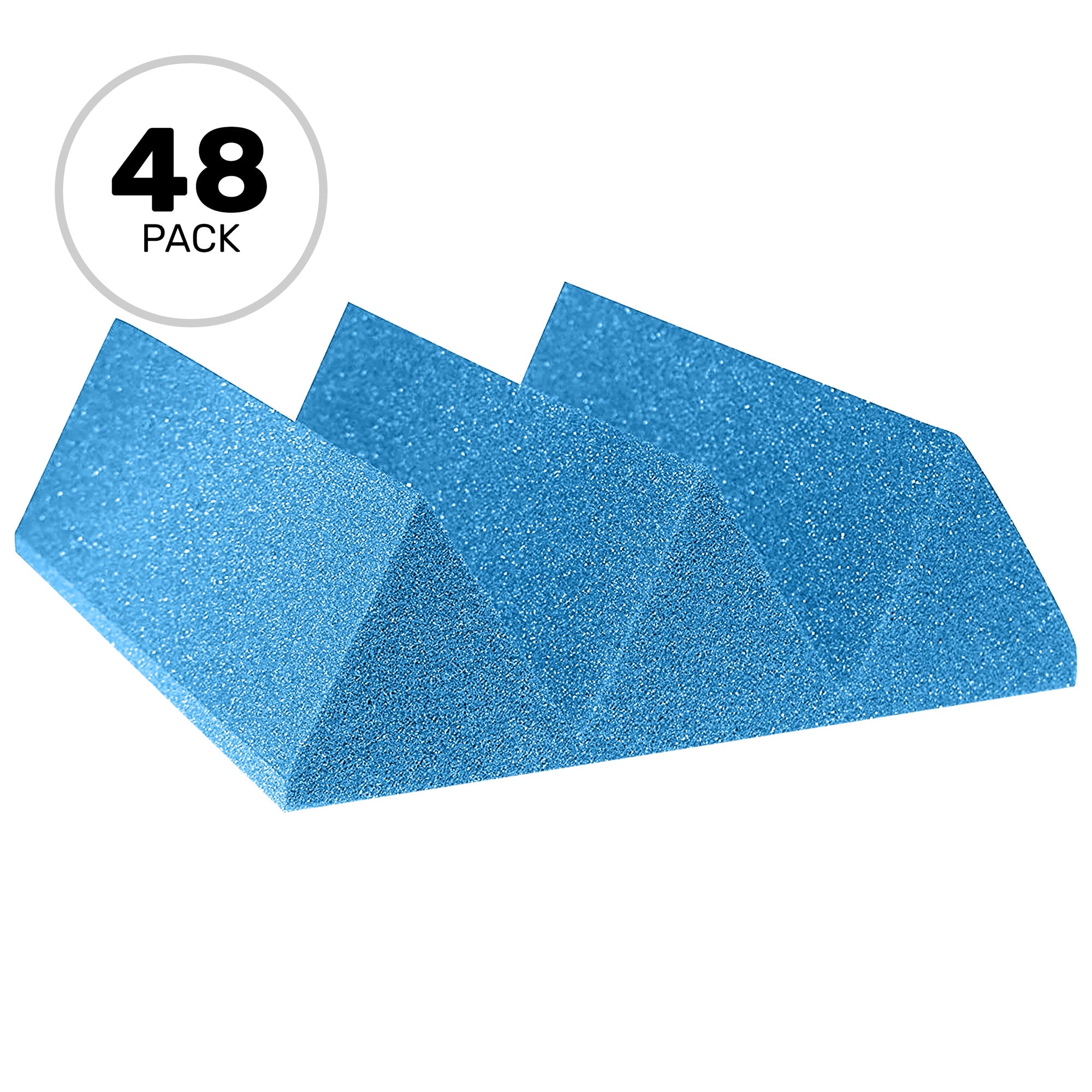 Performance Audio 12" x 12" x 4" Wedge Acoustic Foam Tile (Blue, 48 Pack)